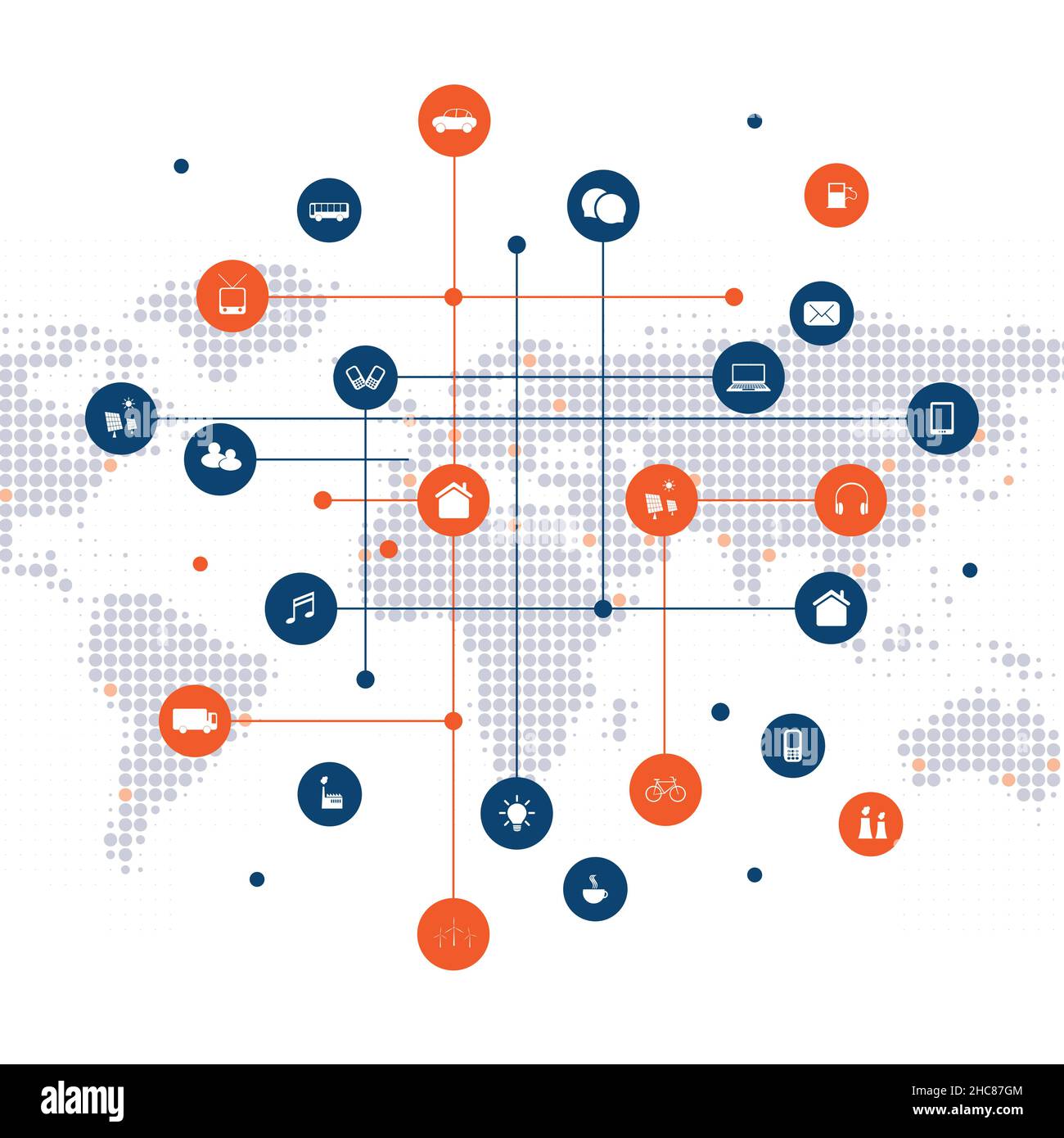 Smart City, Cloud Computing Design Concept with Icons - Digital Network ...