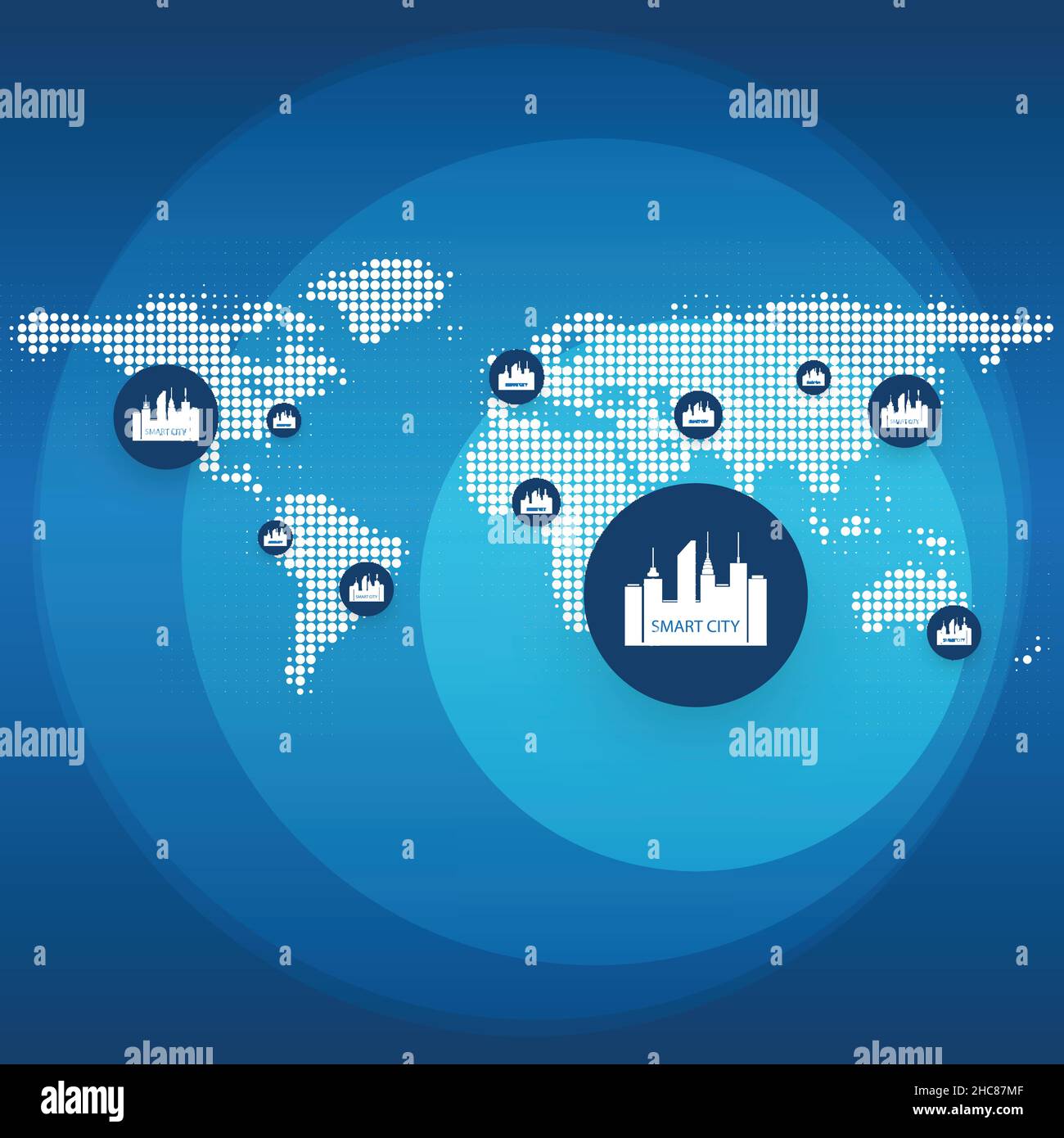 Smart City, Cloud Computing Design Concept with Icons - Digital Network ...