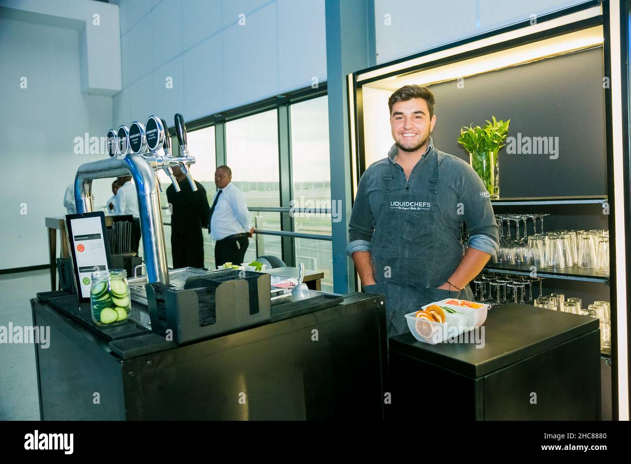 Johannesburg, South Africa - January 24 2019: Bar staff ar Cars.co.za Awards Event Stock Photo
