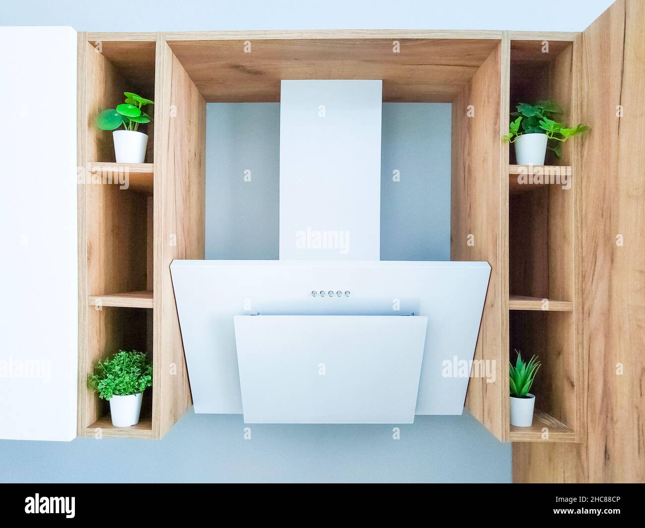 White cooker hood in kitchen scandinavian interior Stock Photo Alamy — free download