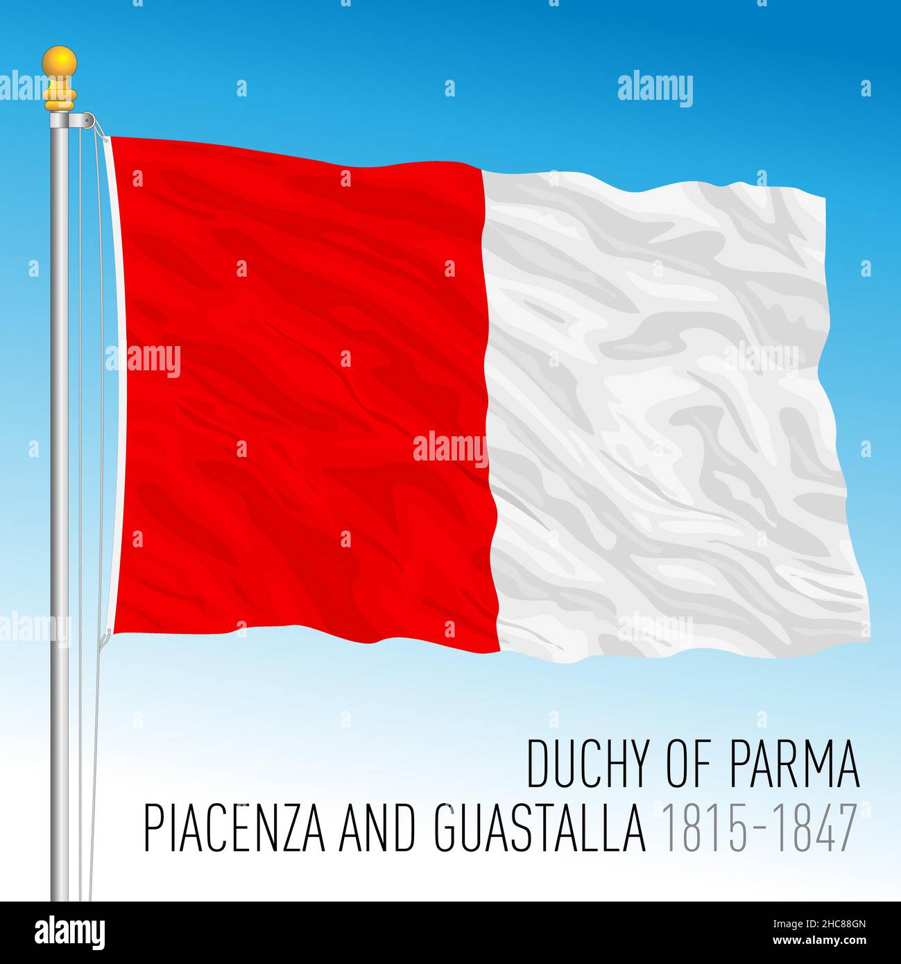 Duchy of Parma, Guastalla, Piacenza historical flag, Parma, ancient preunitary country, Italy, 1815 - 1847, vector illustration Stock Vector