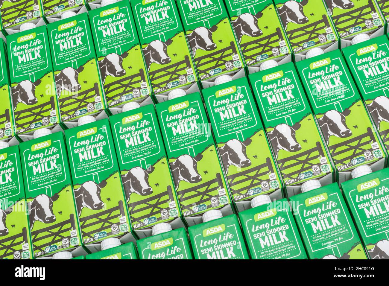 1 Litre paper carton units of ASDA ownlabel longlife UHT semiskimmed
