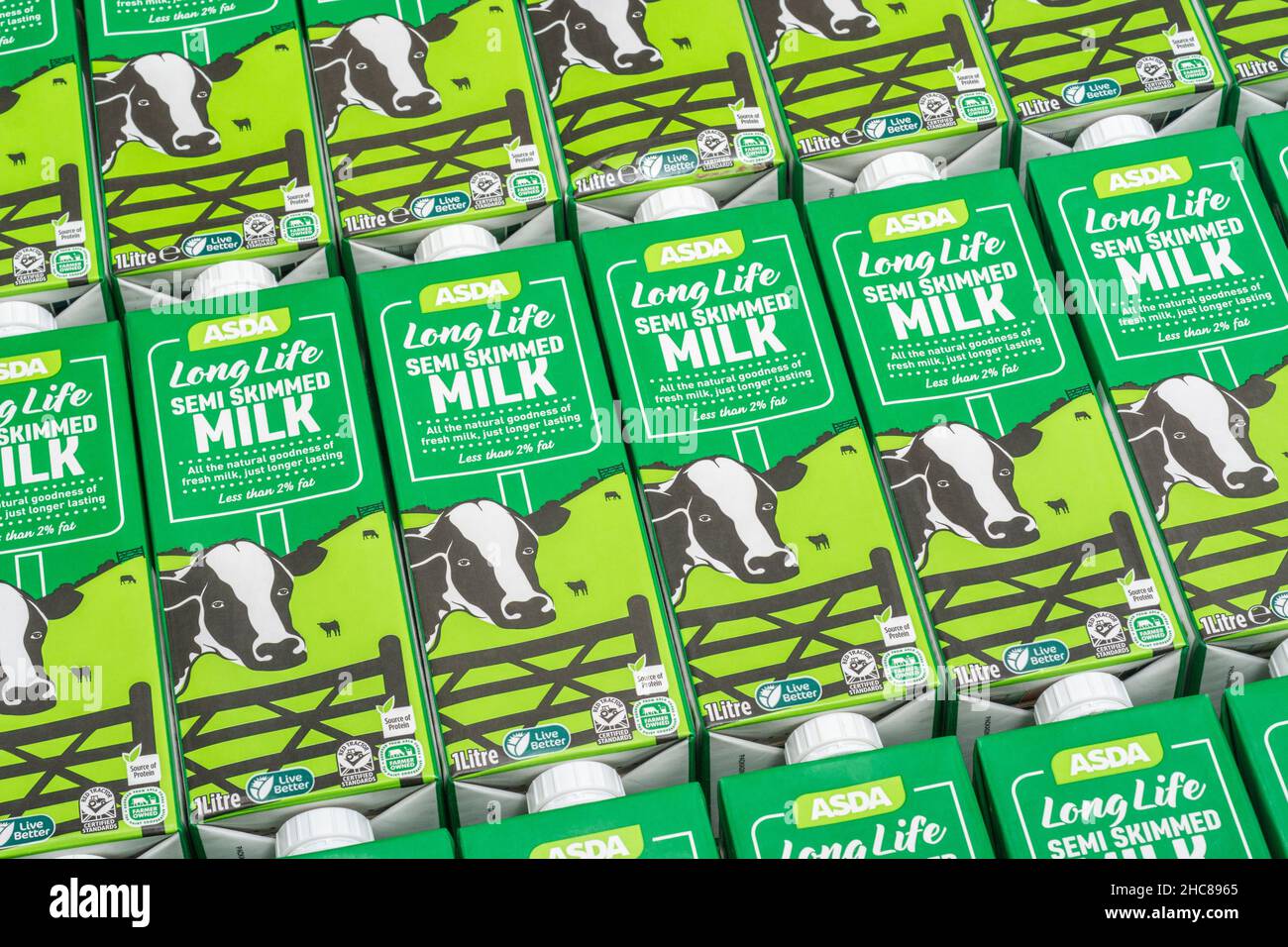 1 Litre paper carton units of ASDA ownlabel longlife UHT semiskimmed