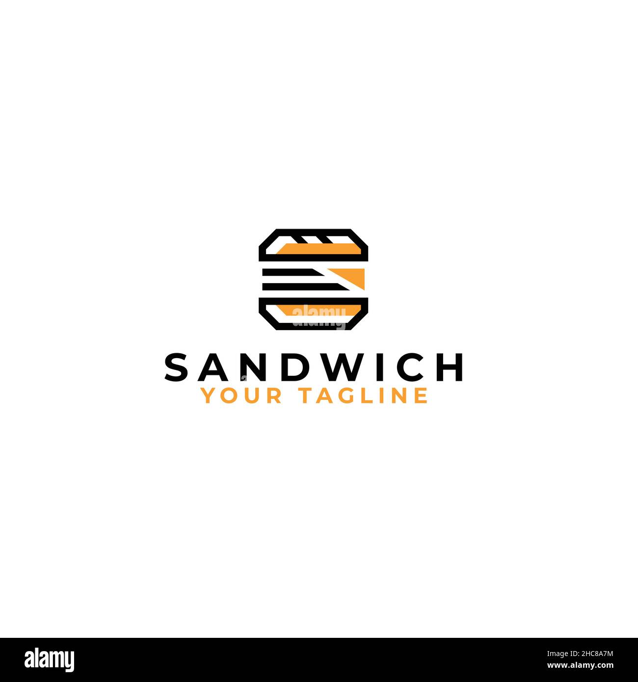 Minimalist flat simple Sandwich eat logo design Stock Vector