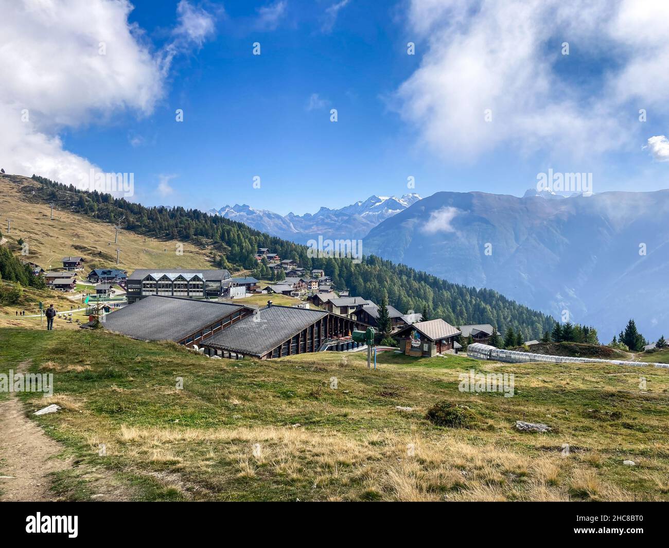 View to the Bettmeralp Village, Switzerland Stock Photo