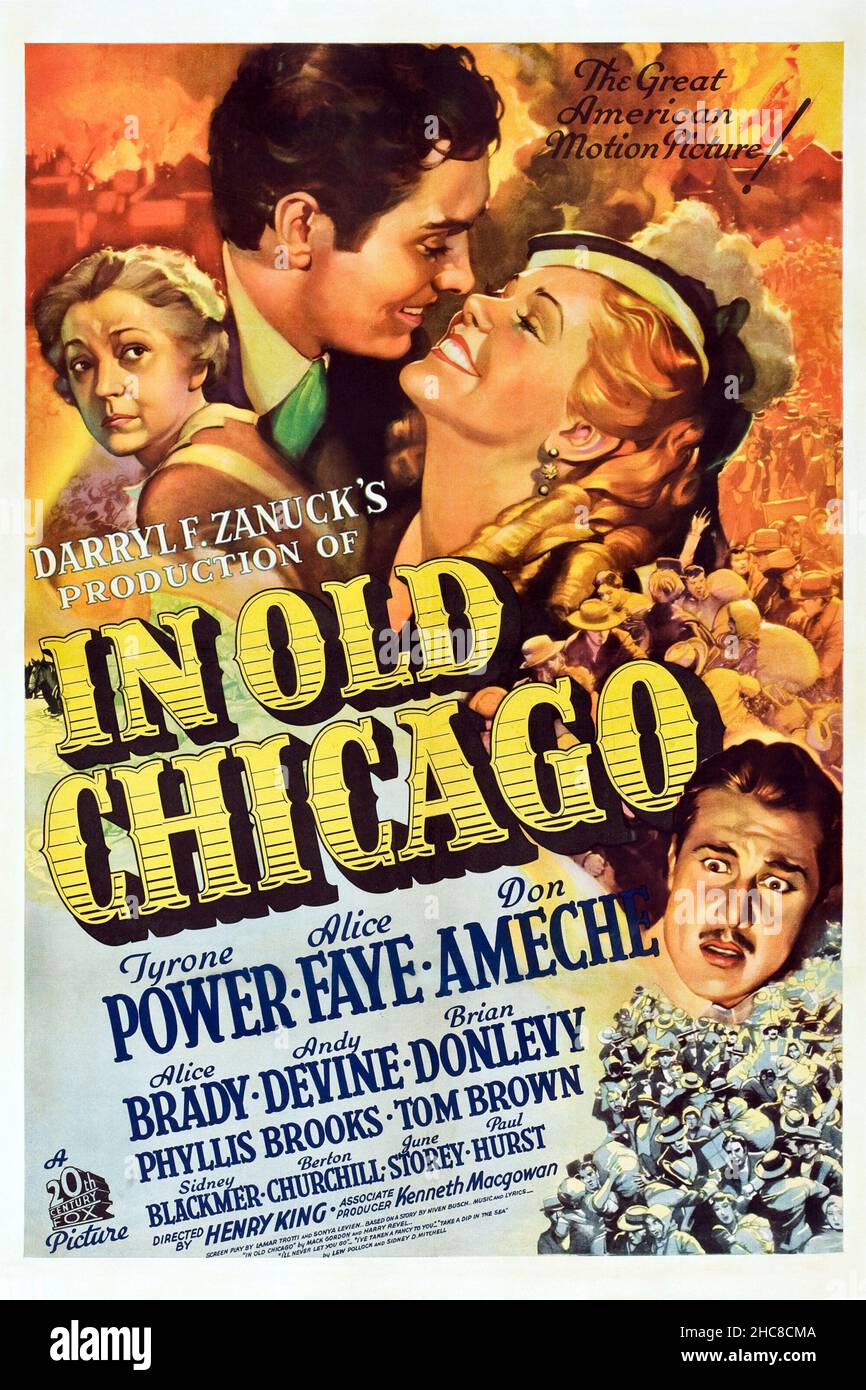 TYRONE POWER and ALICE FAYE in IN OLD CHICAGO (1938), directed by HENRY KING. Credit: 20TH CENTURY FOX / Album Stock Photo