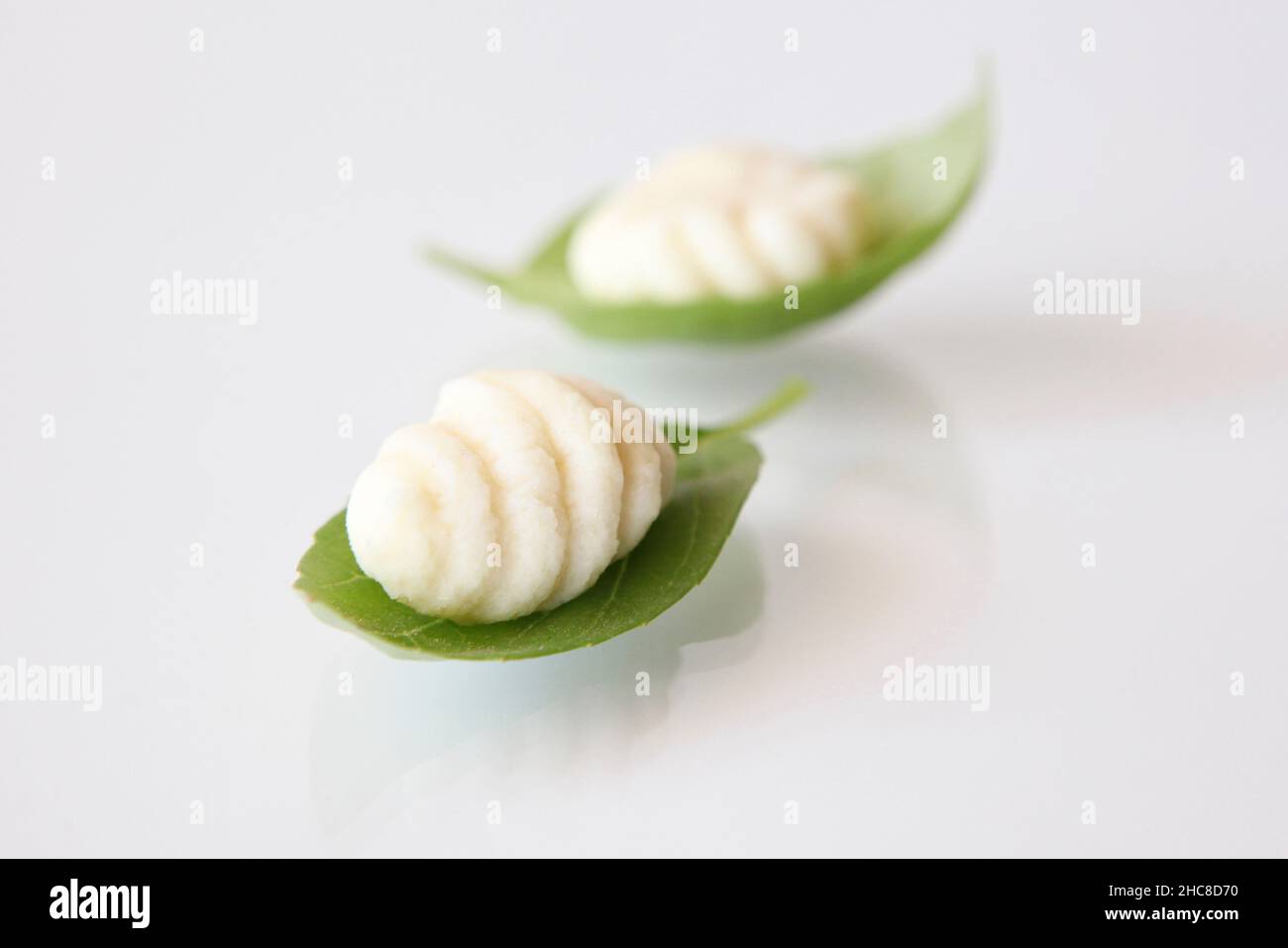 fresh gnocchi on white background Stock Photo