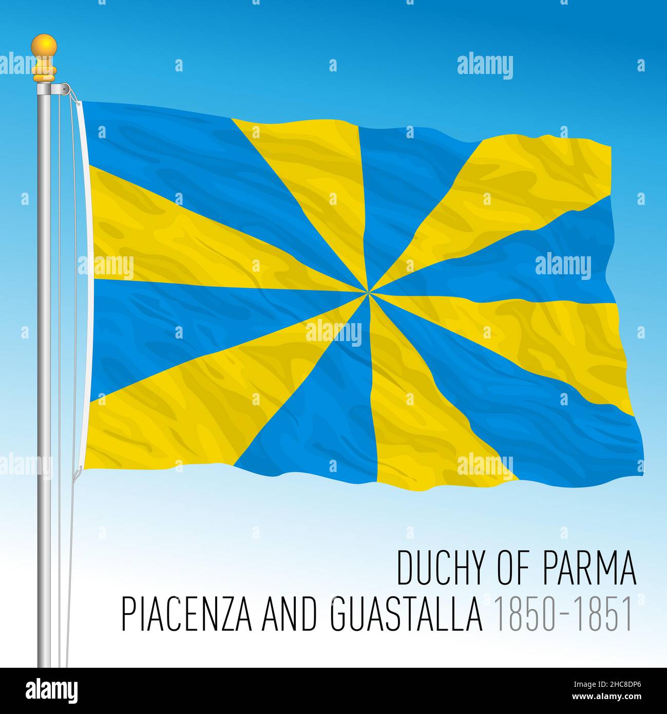 Duchy of Parma, Piacenza, Guastalla historical flag, Parma, ancient preunitary country, Italy, 1850 - 1851, vector illustration Stock Vector