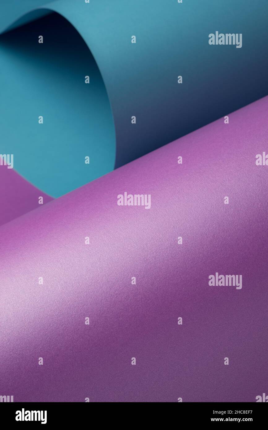 Square abstract background with metallic violet and light blue shapes. Minimal colorful backdrop Stock Photo