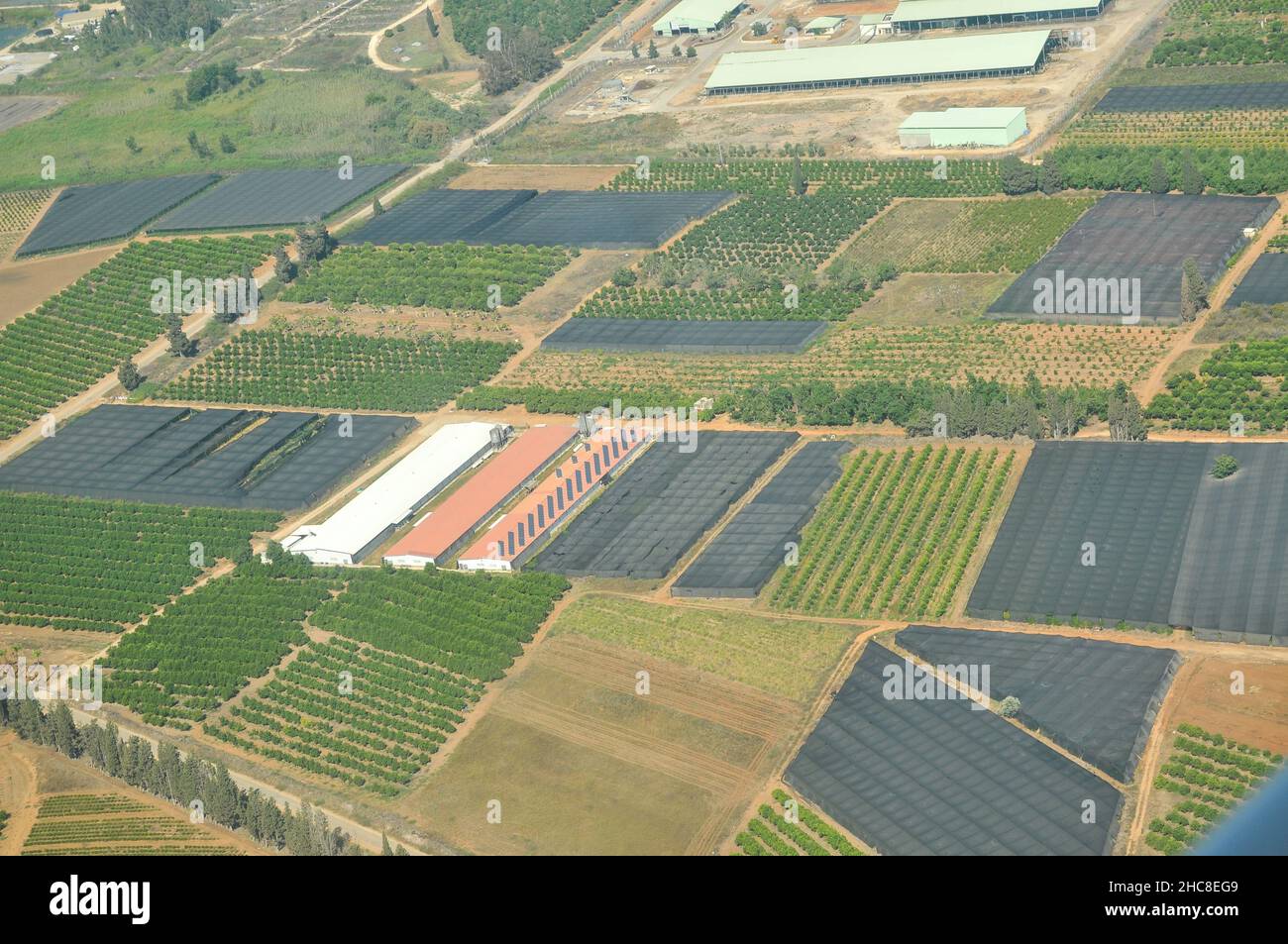 Aerial View of cultivated farmland Photographed in Israel Stock Photo ...