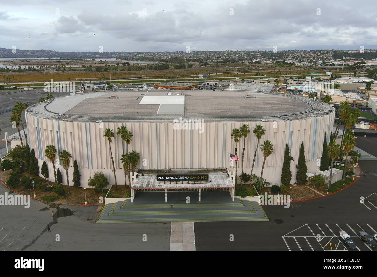 An aerial view of the Pechanga Arena, Saturday, Dec. 25, 2021, in the