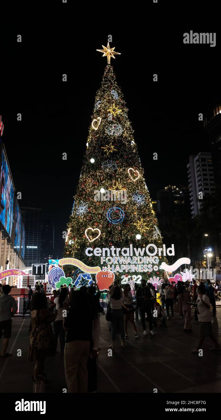 Christmas Tree CentralWorld Shopping Mall Plaza Bangkok Thailand Stock