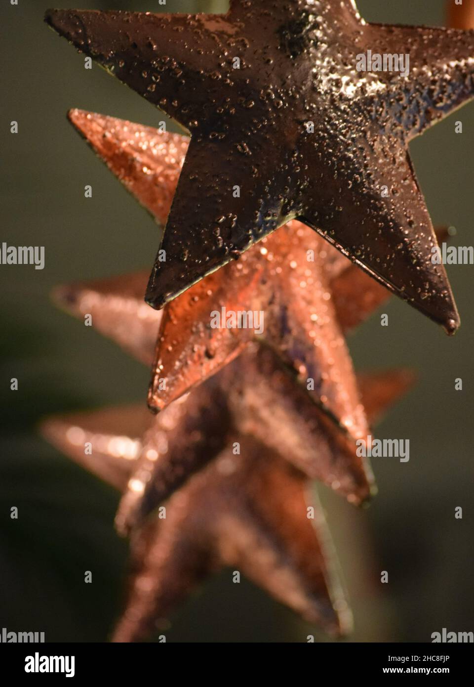 various Christmas tree decorations trimmed on Old Stock Photo