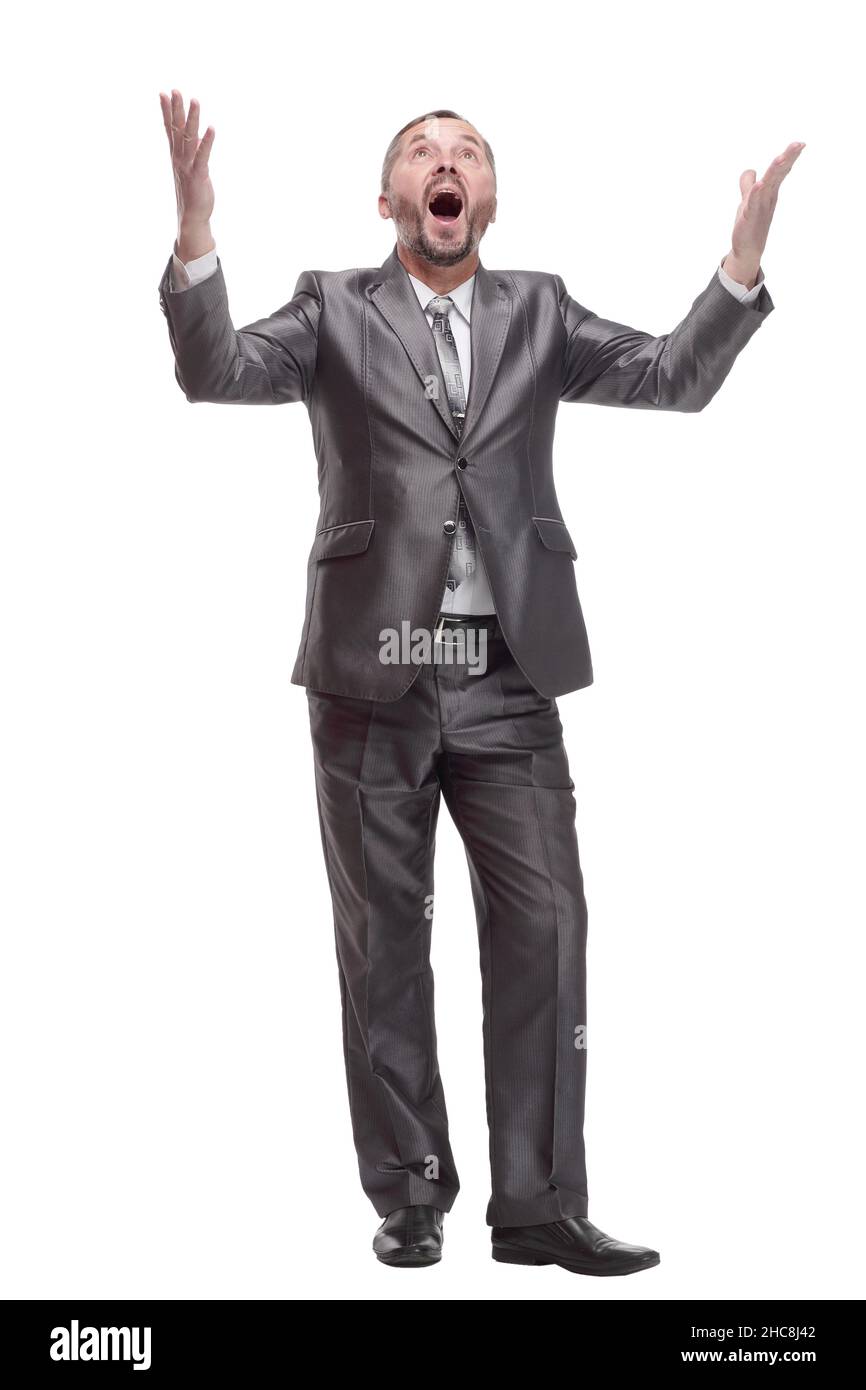 happy business man. isolated on a white background Stock Photo - Alamy