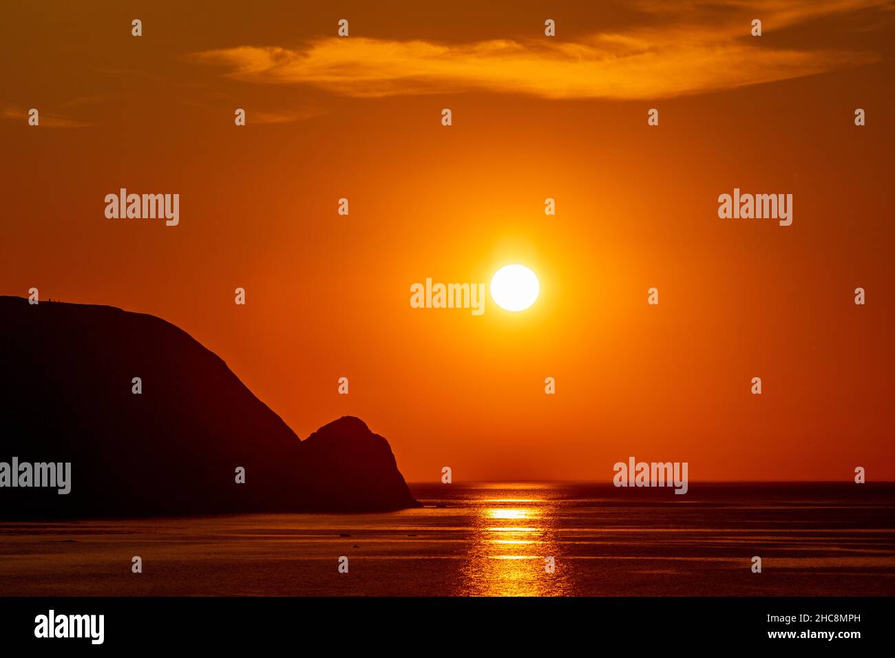 Sunset over the Little Orme, Llandudno, North Wales coast Stock Photo