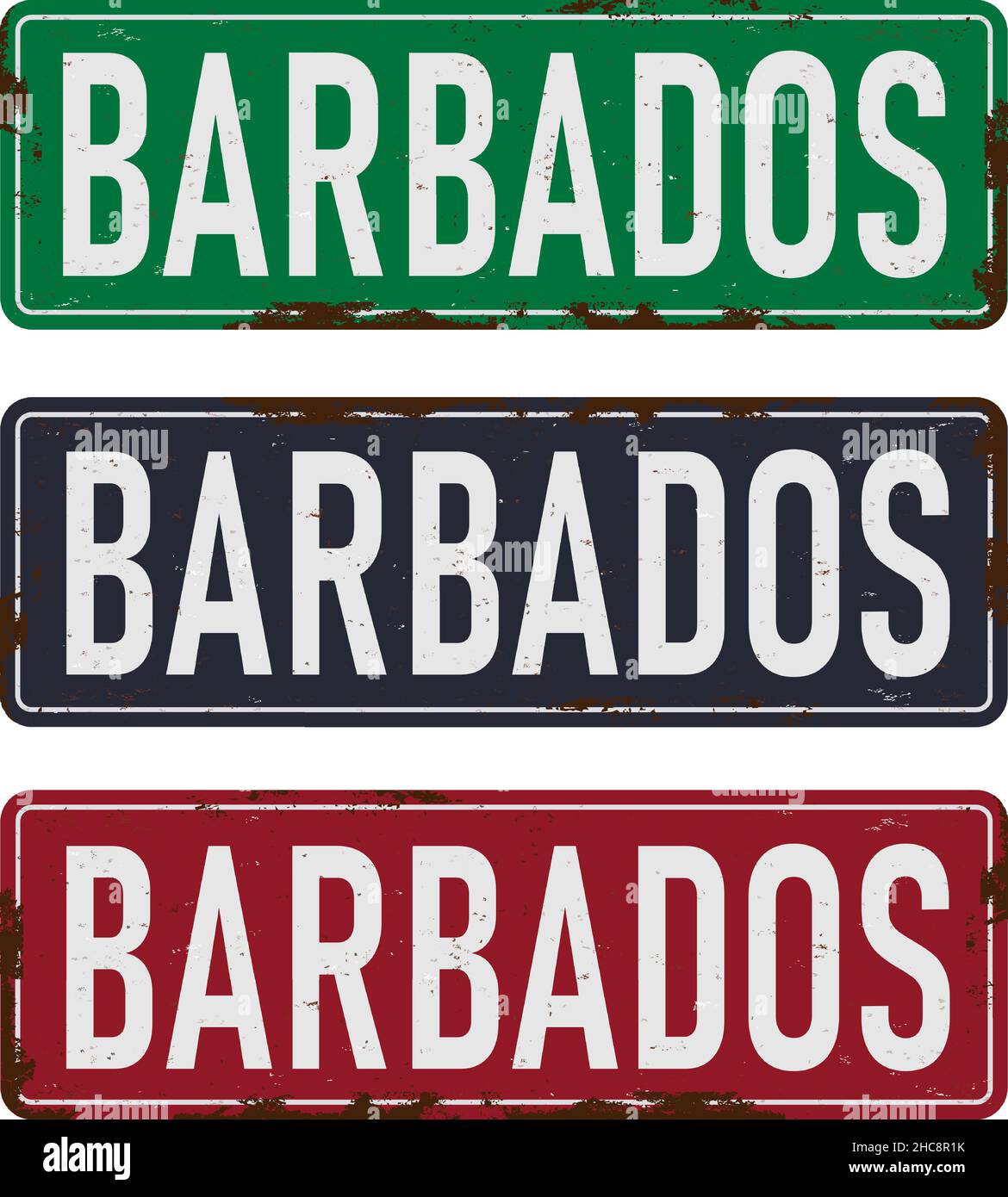 Barbados road sign set isolated on white background Stock Vector Image