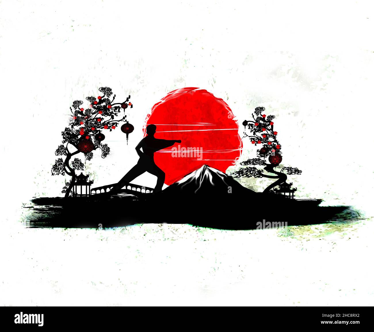 Creative abstract illustration of karate fighter Stock Photo - Alamy