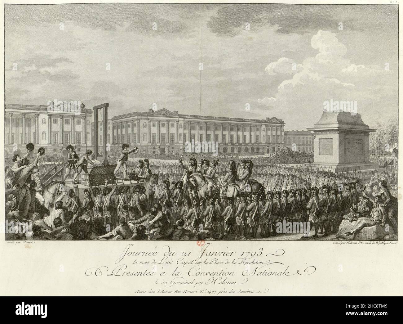 The execution of King Louis the Sixteenth on the 21st January 1793 at the start of the wave of executions during the French Revolution. Stock Photo