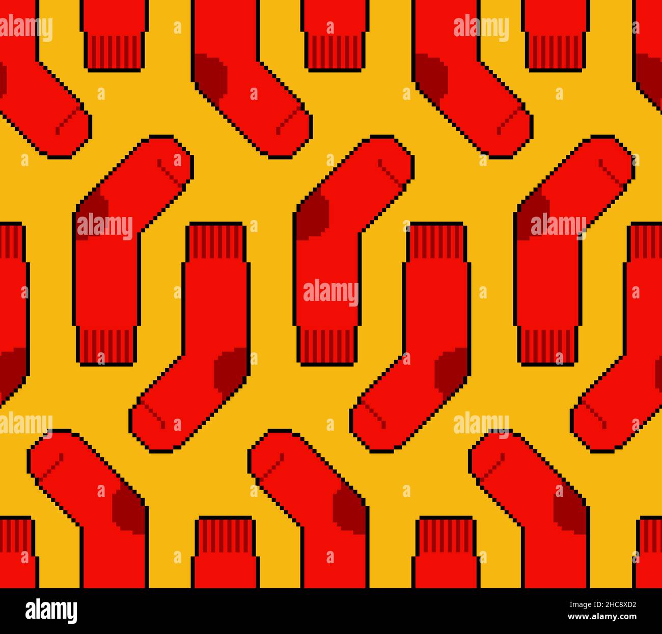 Socks pixel art pattern seamless. pixelated sox 8bit background. vector texture Retro video game style Stock Vector