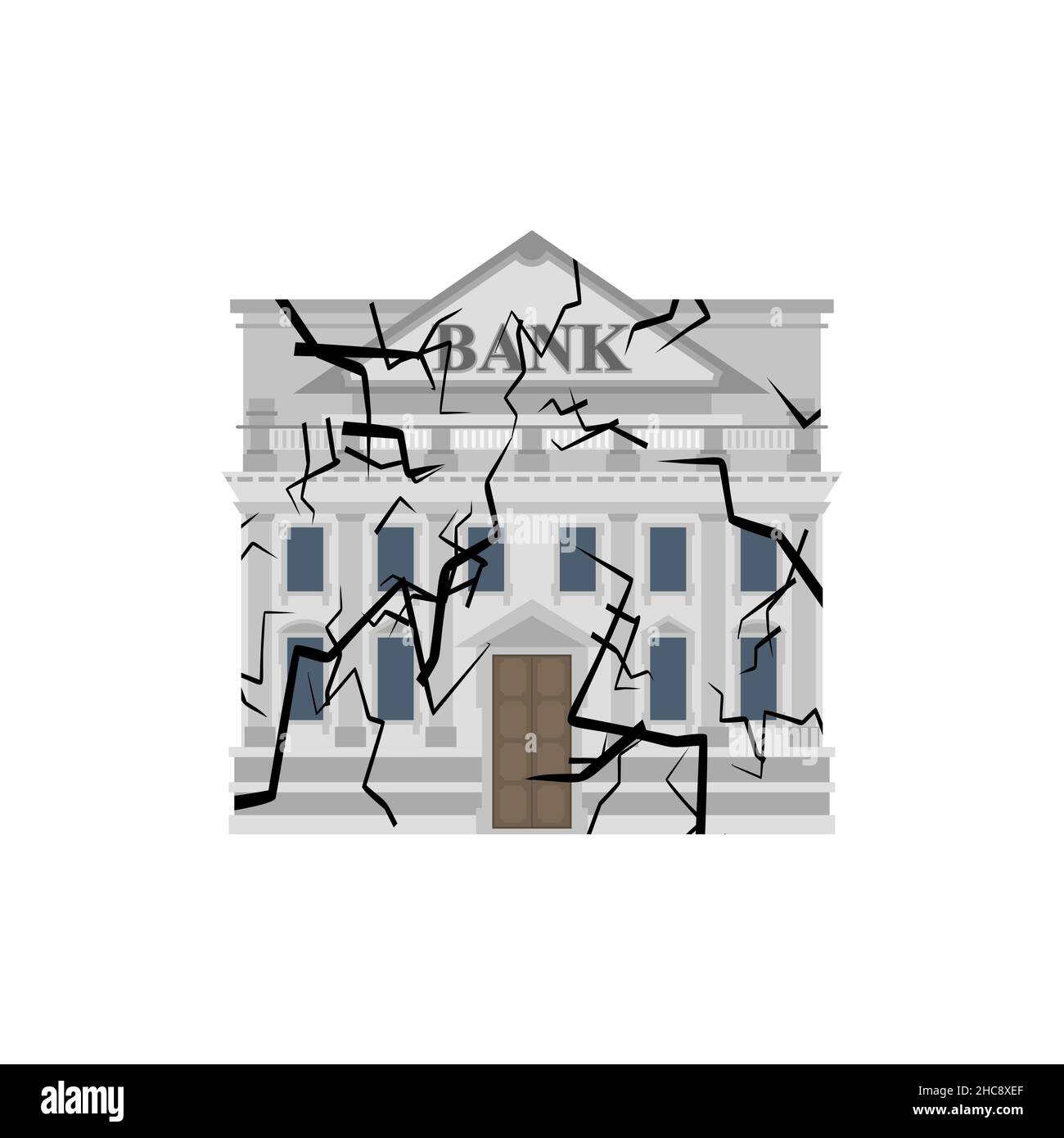 Broken bank. concept Bank bankruptcy. Bank collapse. Crisis and problem