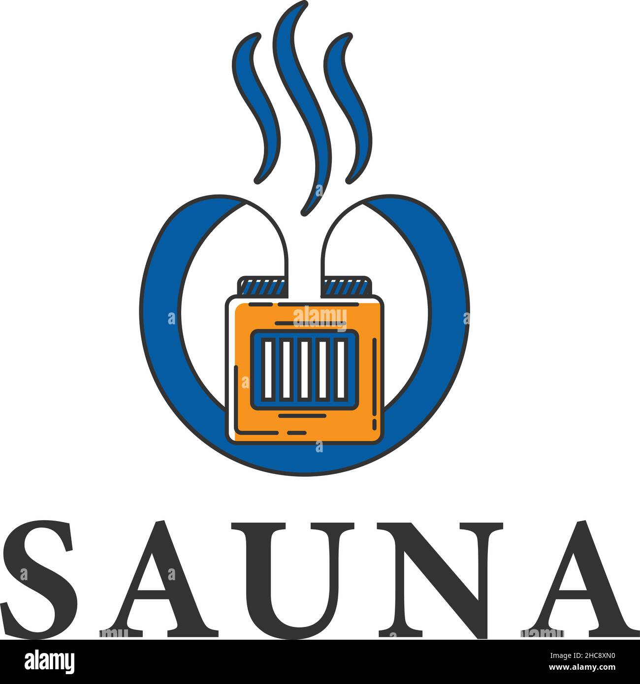 Modern flat colorful SAUNA fresh hot logo design Stock Vector