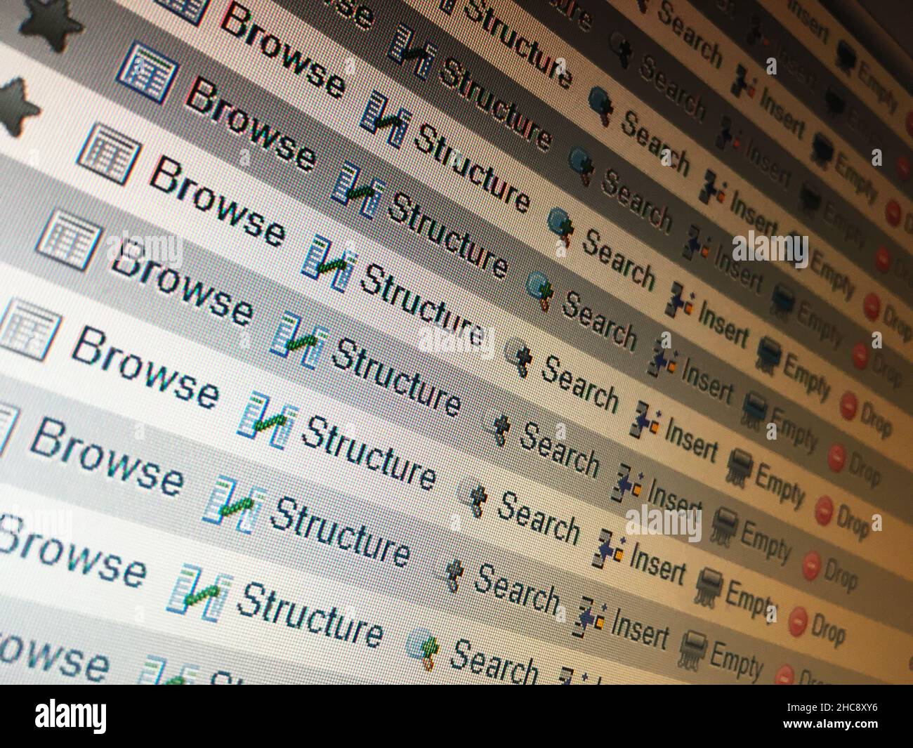PHP SQL Database table structure preview Stock Photo - Alamy