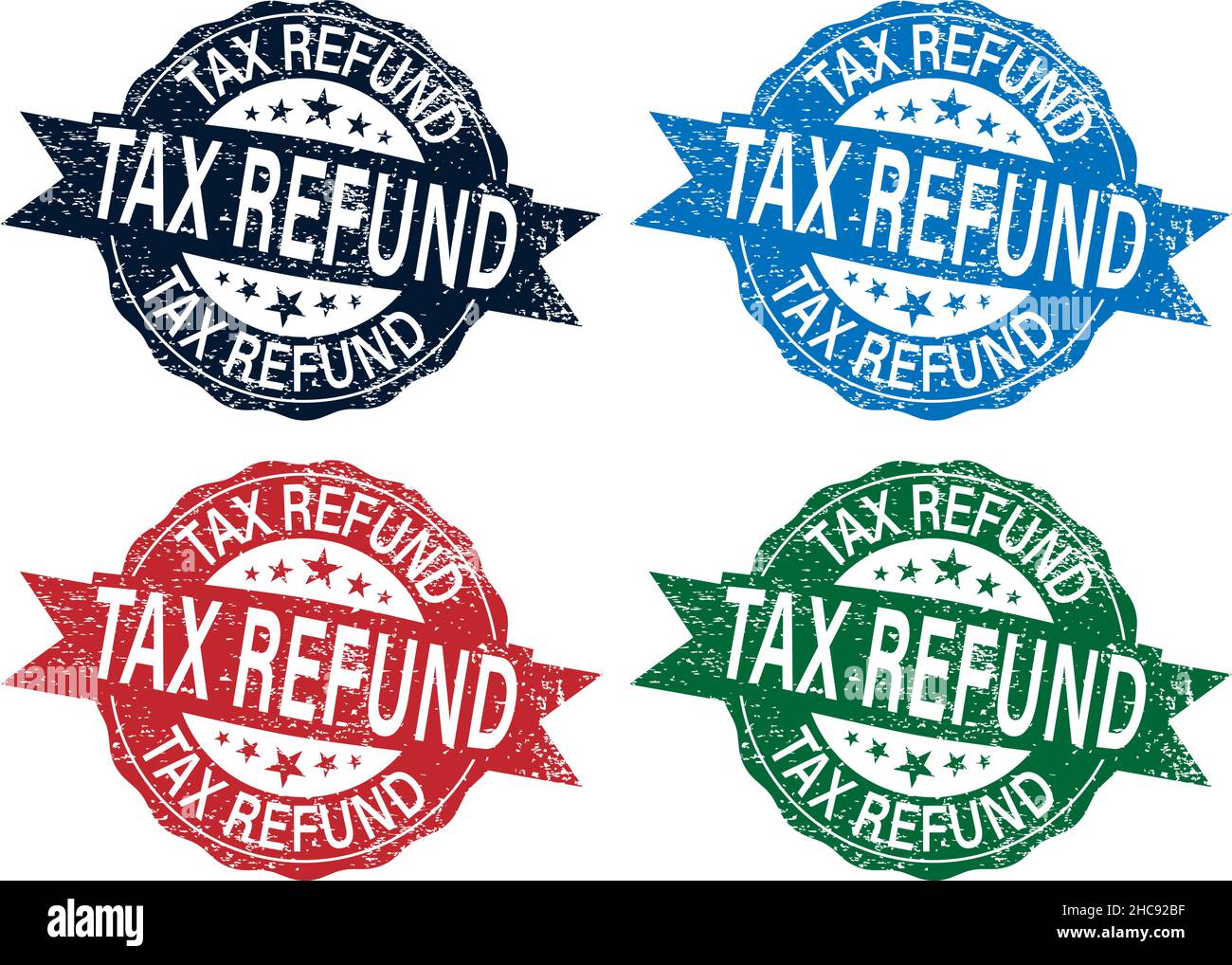 Grunge rubber stamp set Tax Refund, vector illustration Stock Vector