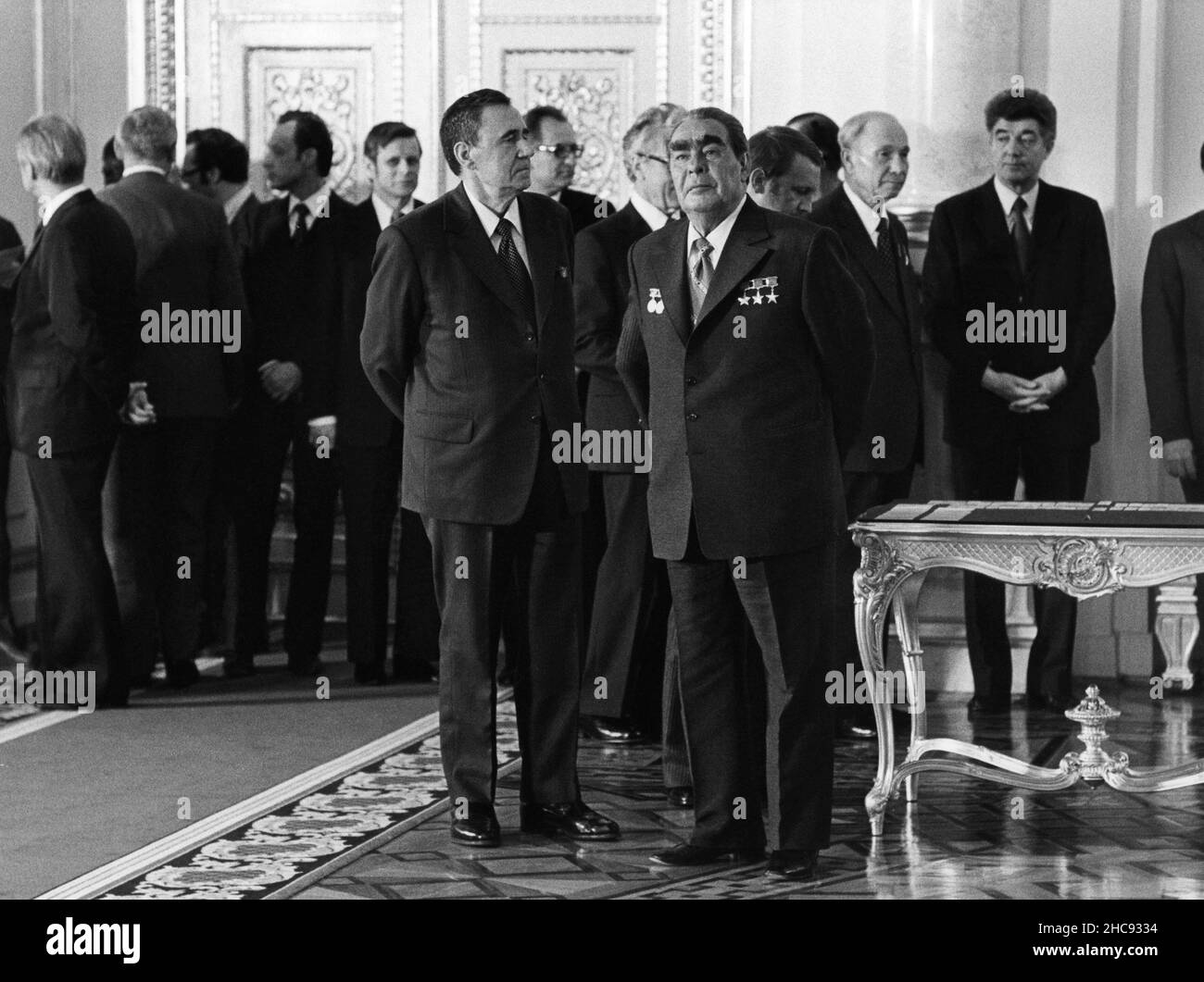 MOSCOW,SOVIET Andreij Gromyko and Leonid Brezhnev Soviet leaders Stock Photo