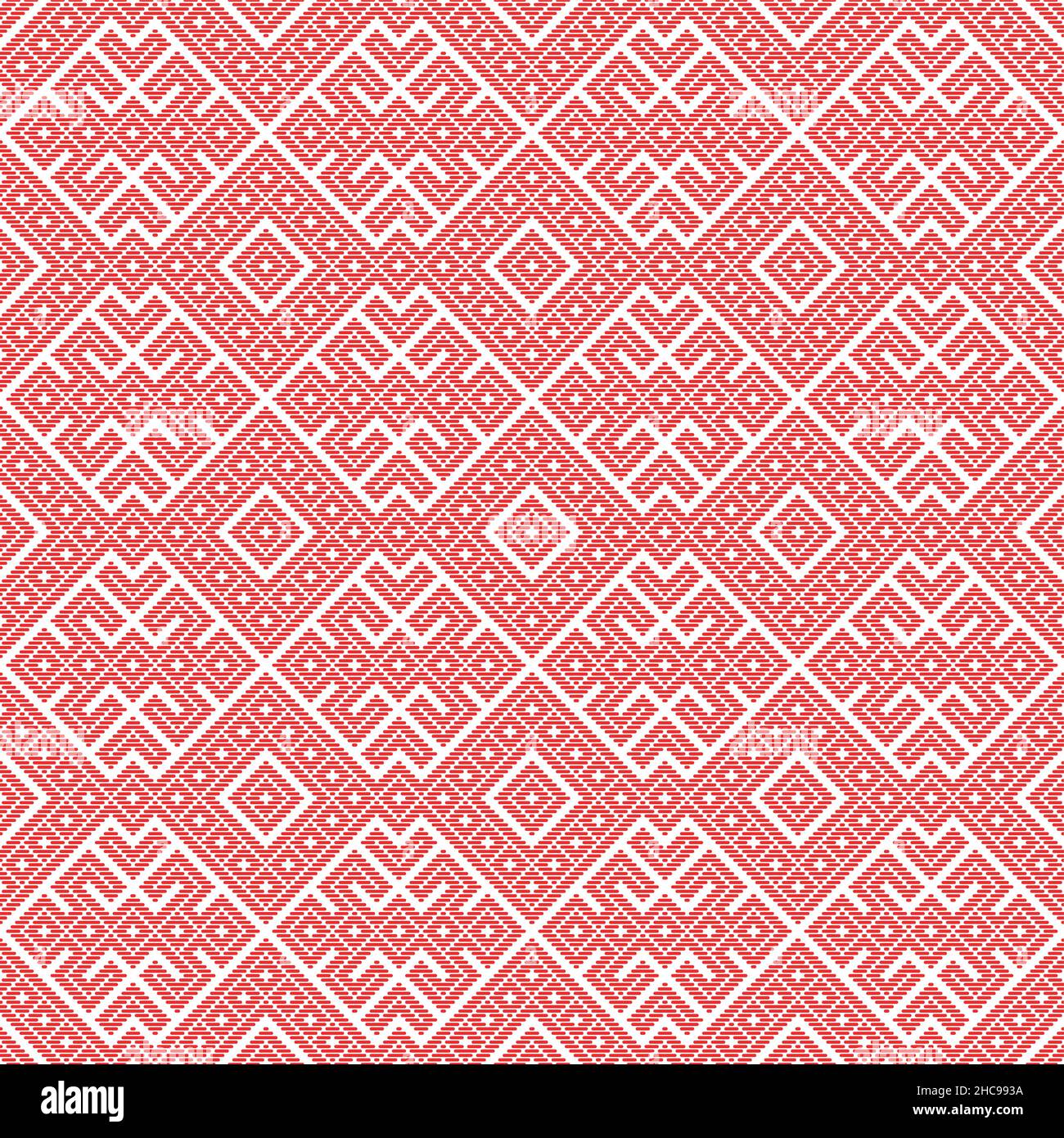 Seamless pattern based on traditional Russian and slavic ornament made by lines Stock Vector
