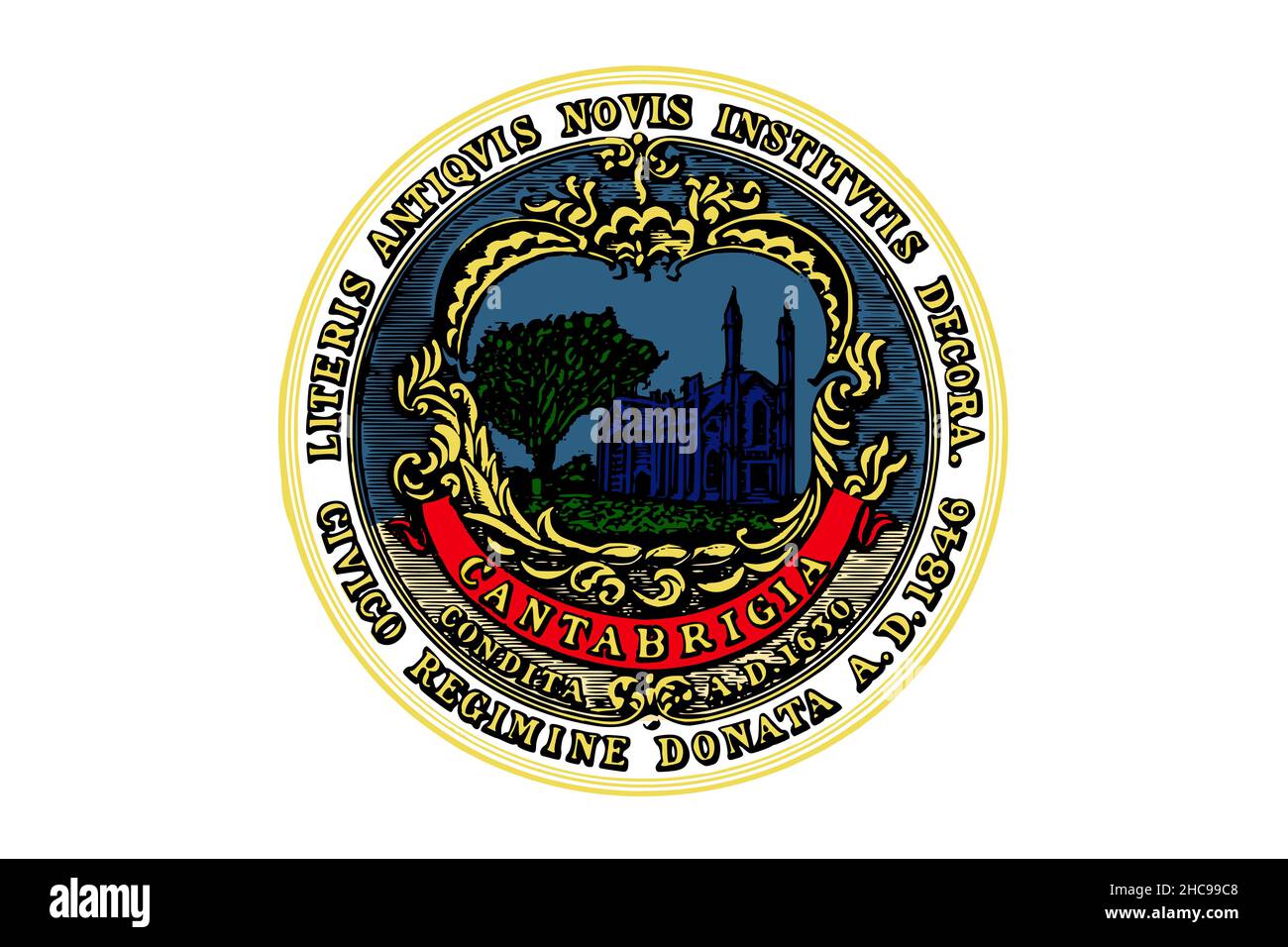 Top view of flag Cambridge, Massachusetts, untied states of America