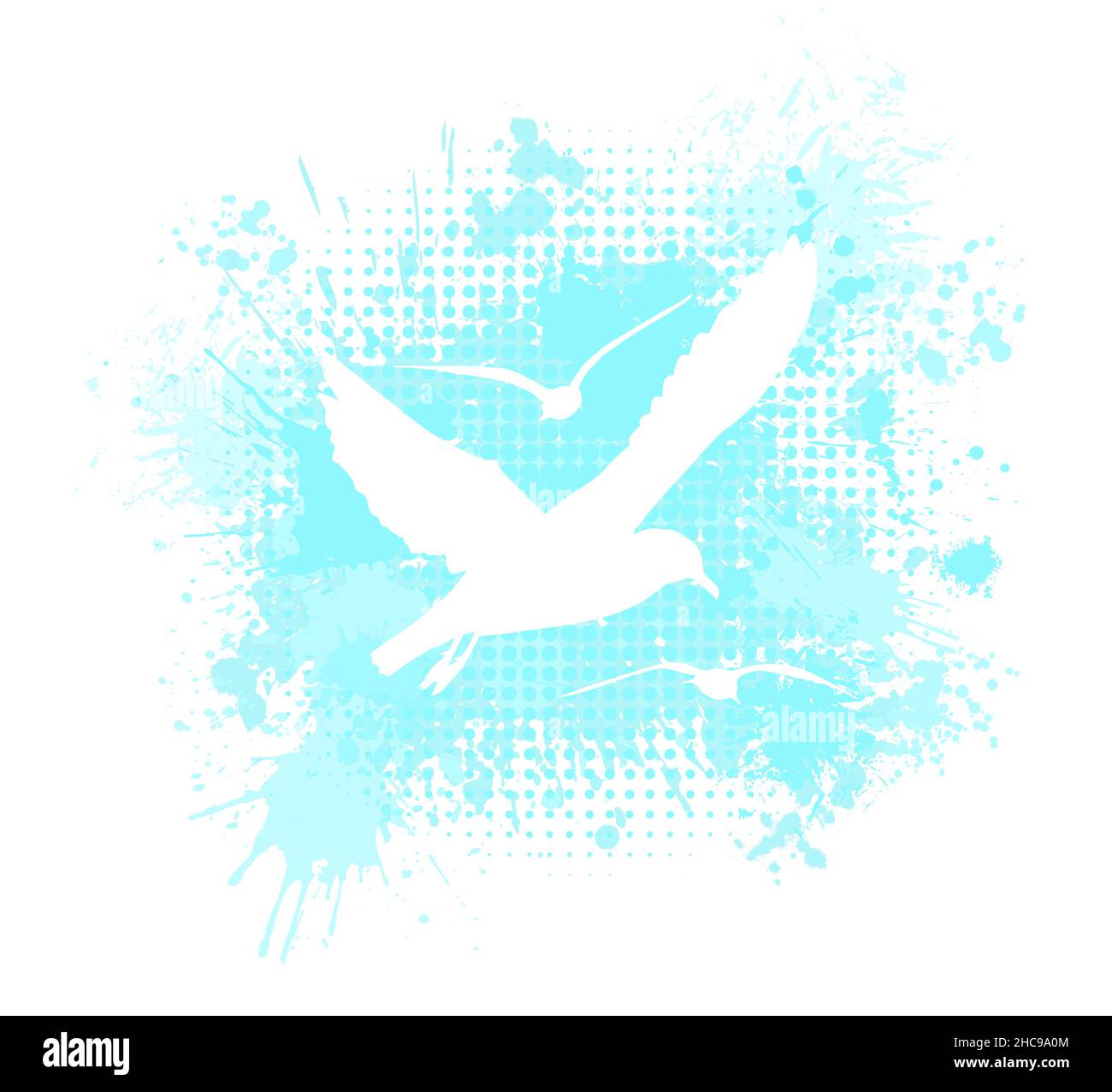 Flying White watercolor seagull. Vector illustration Stock Vector Image ...