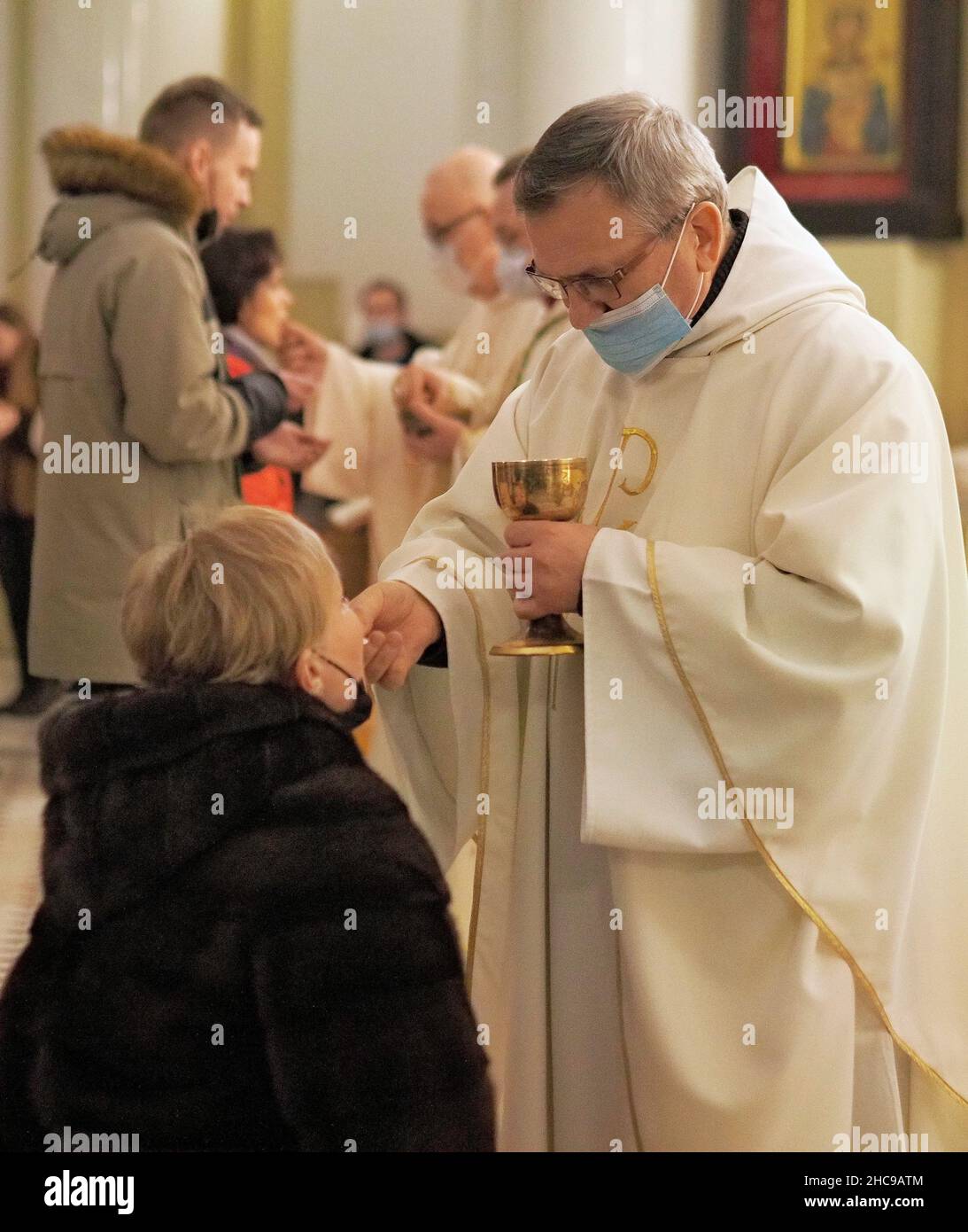 Solemn Mass Vigil at St. Catherine's Cathedral on Nevsky Prospect. A ...