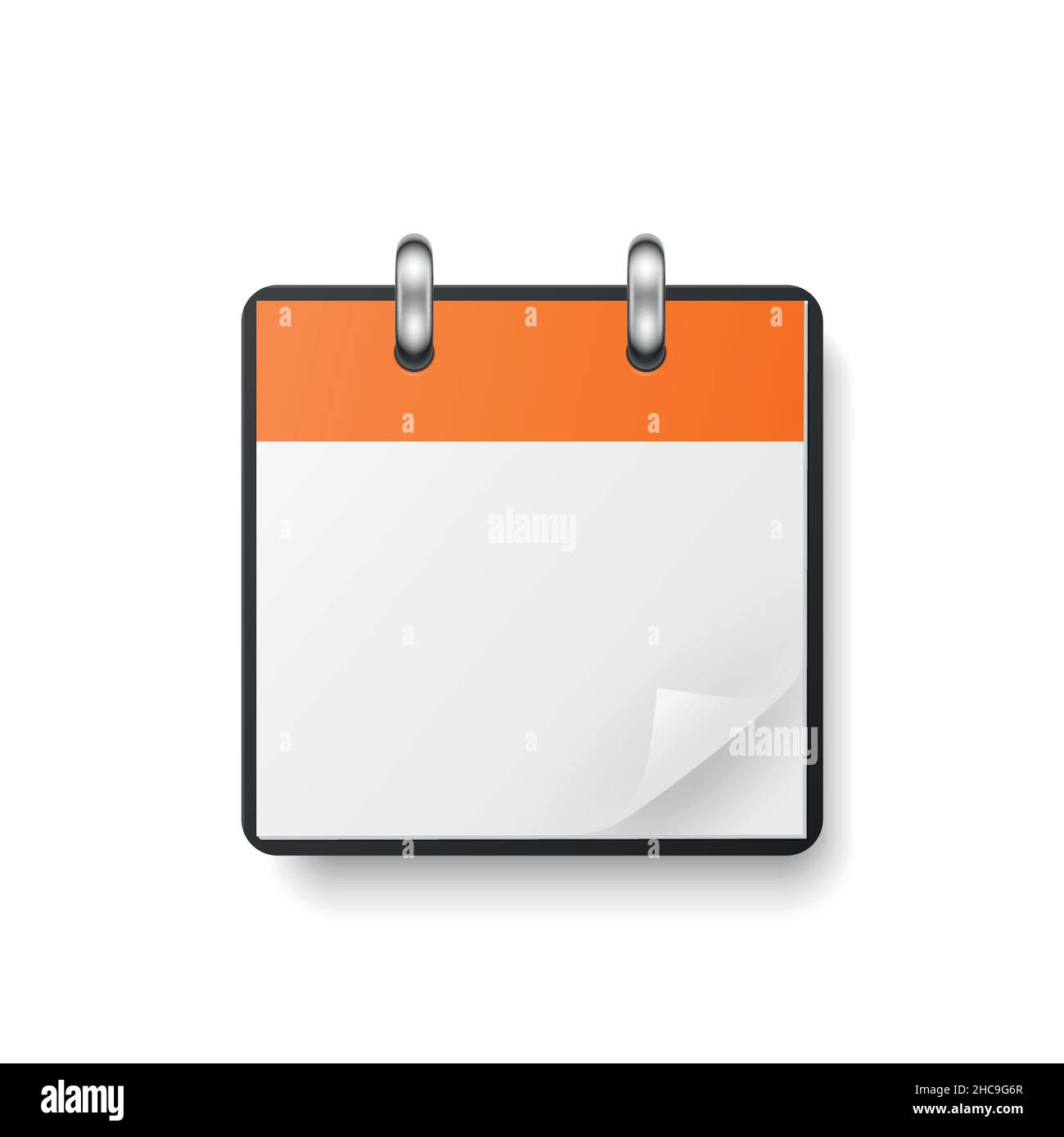 Vector 3d Orange Modern Simple Minimalistic Realistic Calendar Icon Isolated. Holiday Eve Concept. Design Template of Paper Calendar. Square Isolated Stock Vector