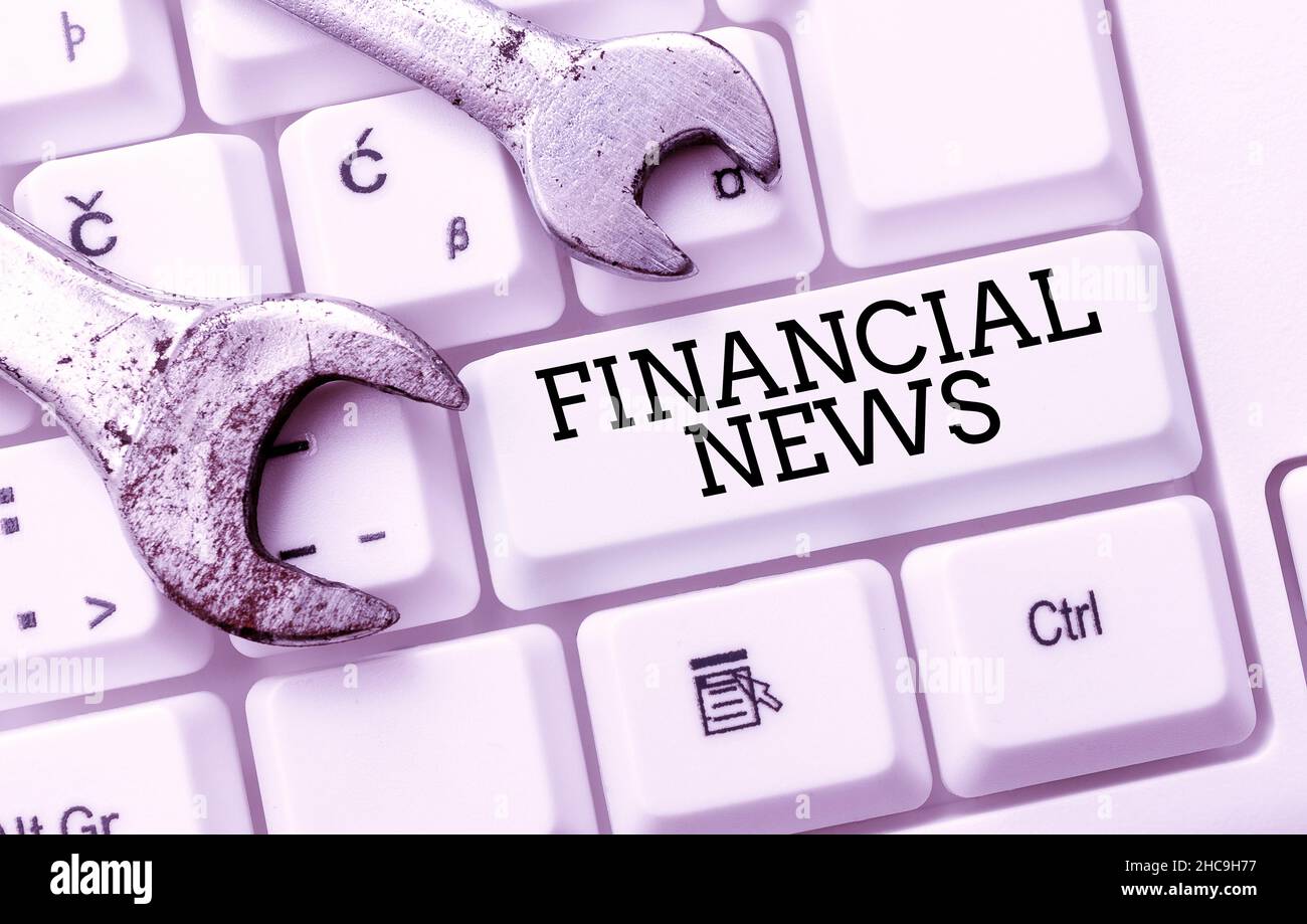 Text showing inspiration Financial News. Business concept Investment banking Fund management Regulation and trading Publishing Typewritten Fantasy Stock Photo