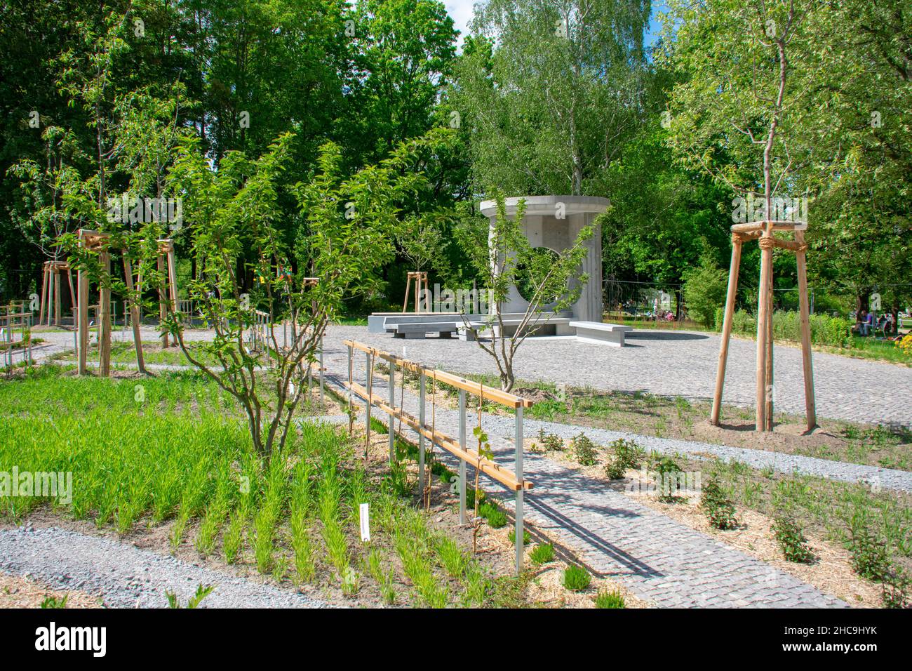 Scenic landscape of Jewish garden in Garten der Welt Marzahn Berlin
