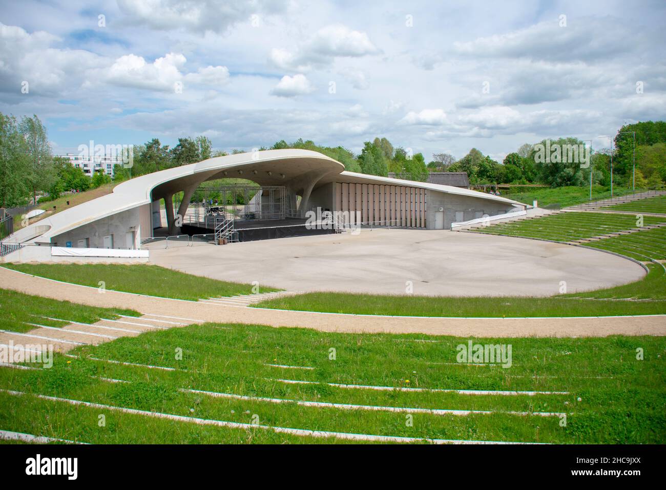 Landscape of amphitheater at Garten der Welt Marzahn Berlin Stock Photo