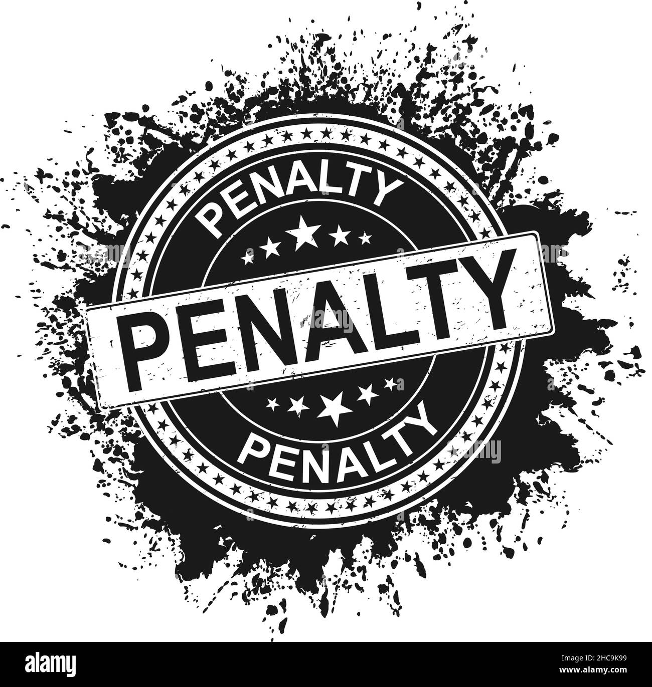 Grunge black penalty word ROUND rubber seal stamp on white background