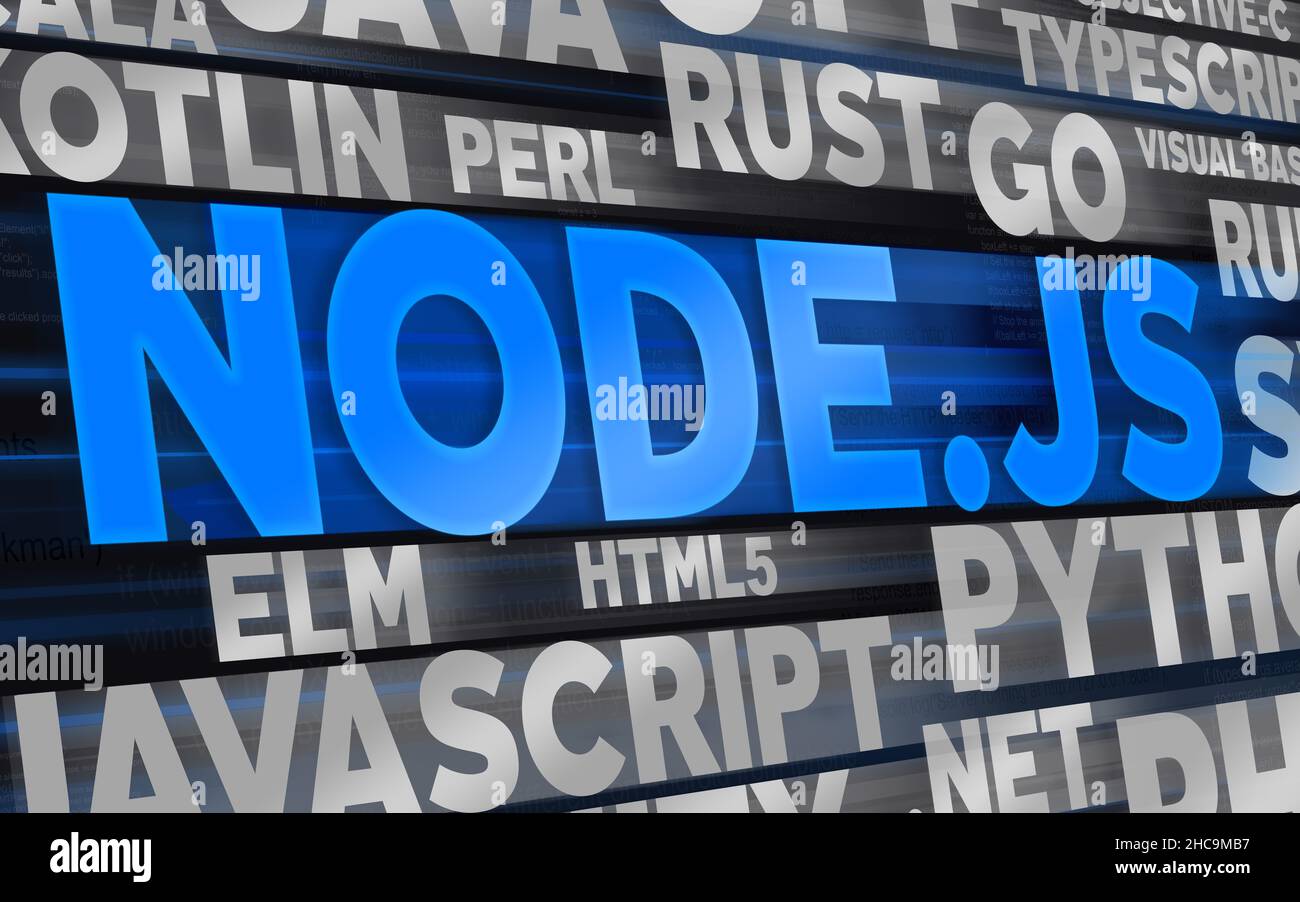 Programming languages names written over the code script. Conceptual ...