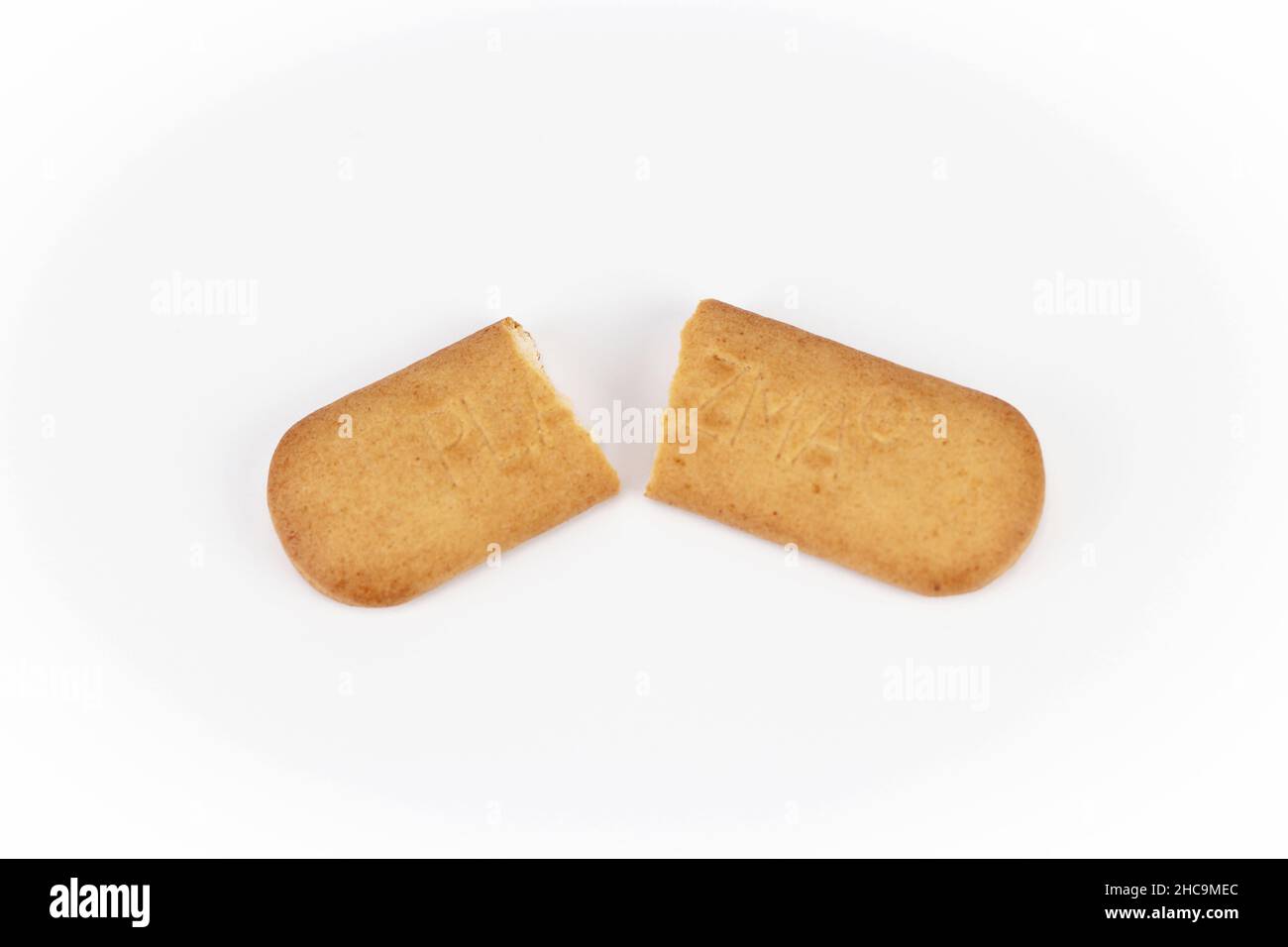 Close Up Serbian biscuit Plazma. Broken Plazma on a white background ...
