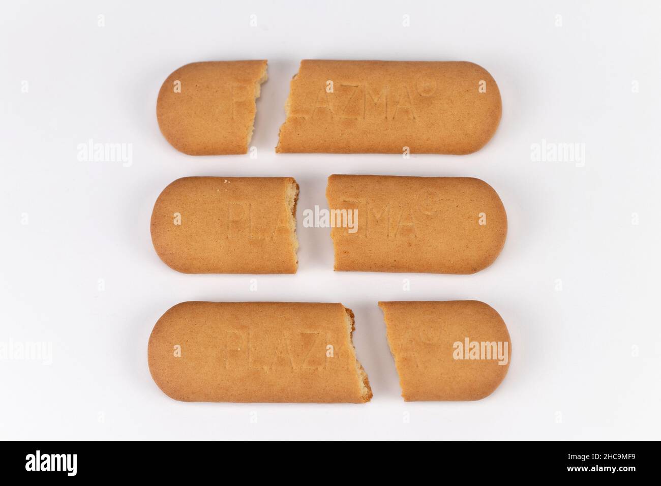 Close Up Serbian biscuit Plazma. Group of a broken Plazma on a white ...