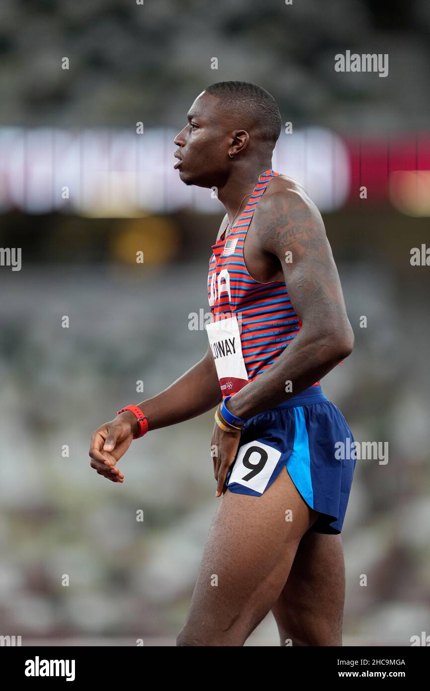 Grant Holloway participating in the 110 meter hurdles at the 2020 Tokyo