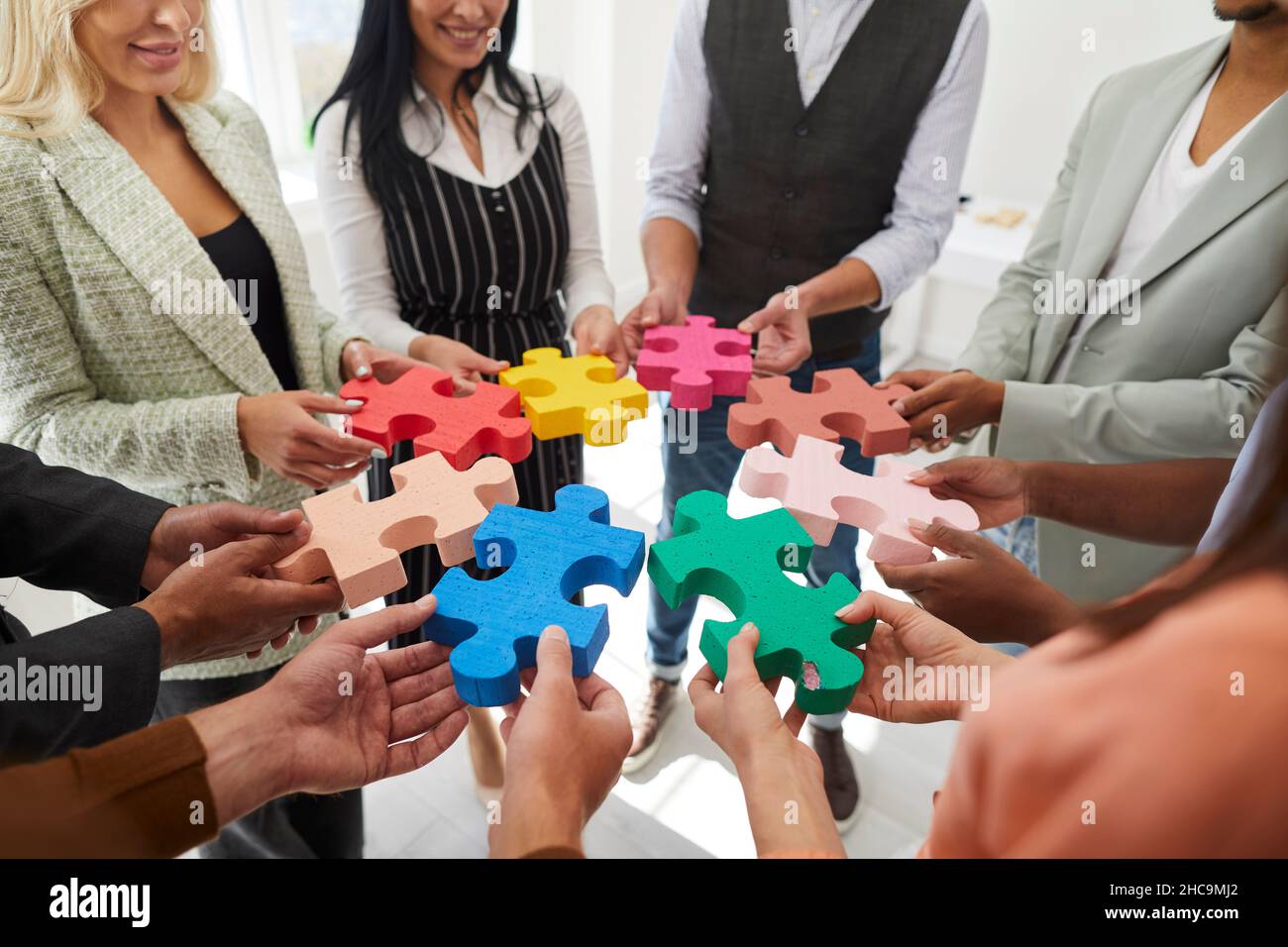 Diverse business people who value teamwork and creative ideas working as one team Stock Photo