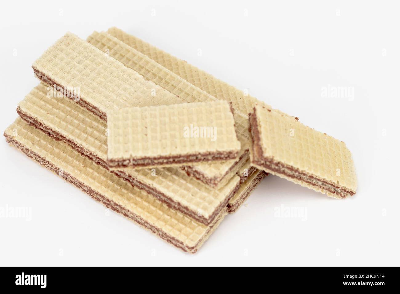 Neapolitan wafers. Wafers with chocolate on a white background Stock Photo