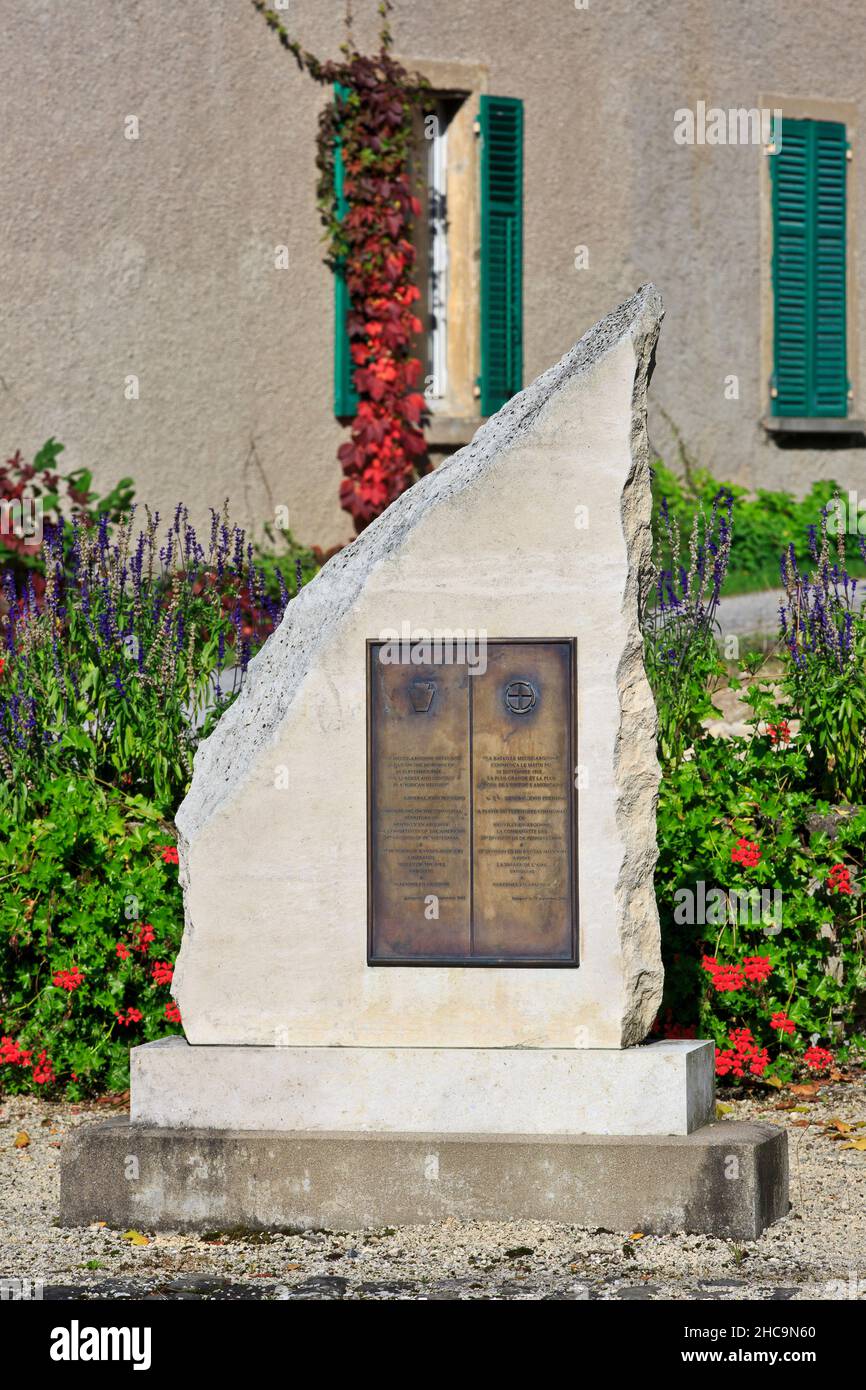 The First World War US 28th & 35th Divisions Memorial in Neuvilly-En-Argonne (Meuse), France Stock Photo