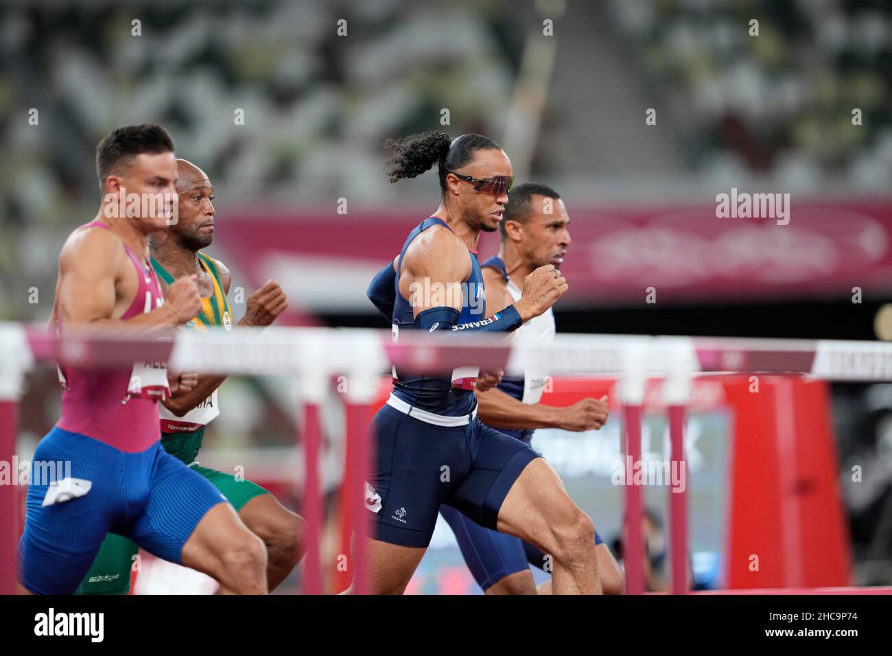 Pascal MartinotLagarde participating in the 110 meter hurdles at the