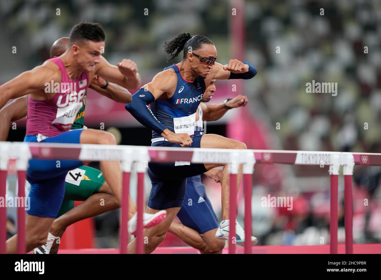 Pascal MartinotLagarde participating in the 110 meter hurdles at the