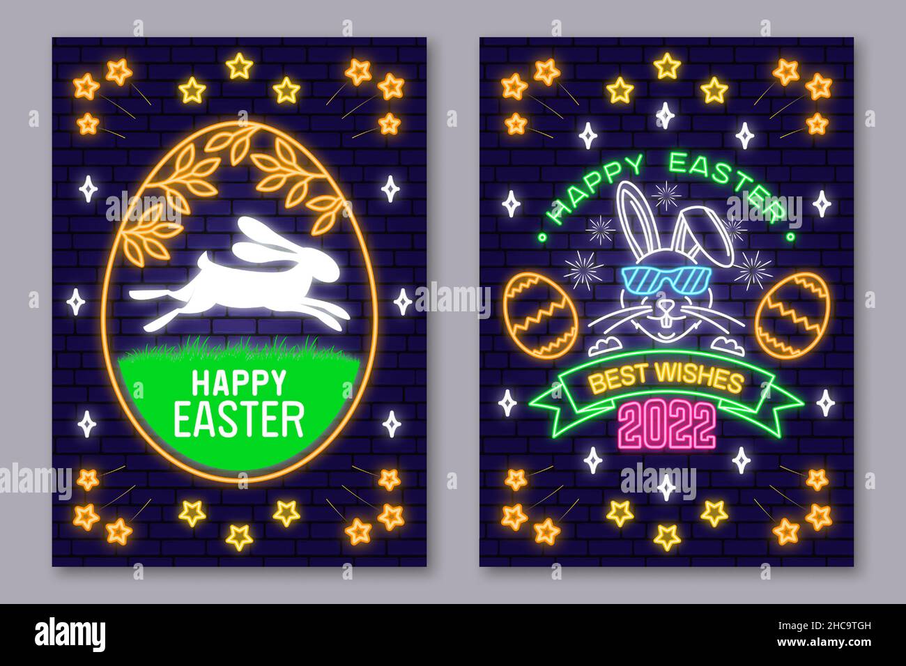 Happy Easter neon sign. Vector illustration. Neon design for Easter ...