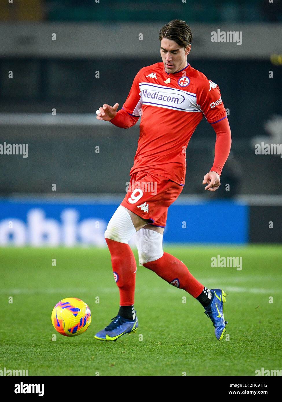 Florence, Italy. 21st Mar, 2021. Dusan Vlahovic (ACF Fiorentina) during ACF  Fiorentina vs AC Milan, Italian football Serie A match in Florence, Italy,  March 21 2021 Credit: Independent Photo Agency/Alamy Live News