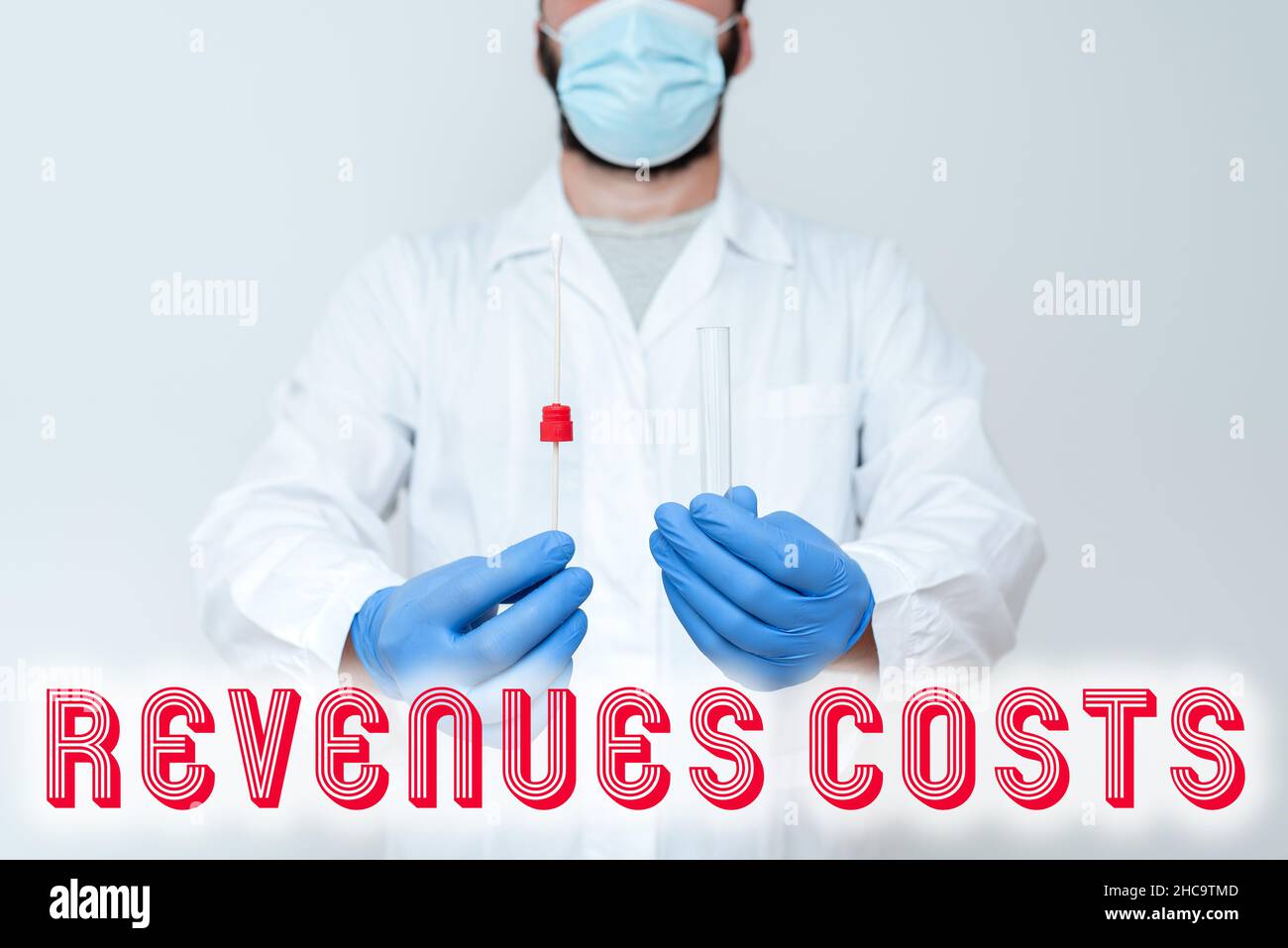 Conceptual display Revenues Costs. Business idea Total amount of money in Manufacturing and Delivery a product Doctor Explaining Laboratory Test Stock Photo