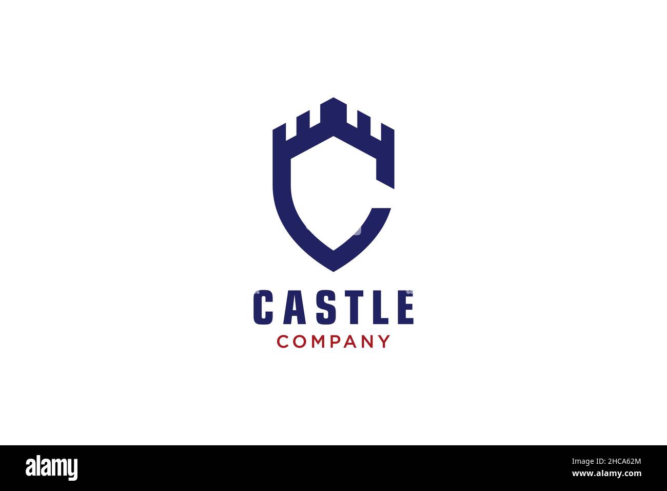 Creative shield with castle and initial C logo, Vector logo. Stock Vector